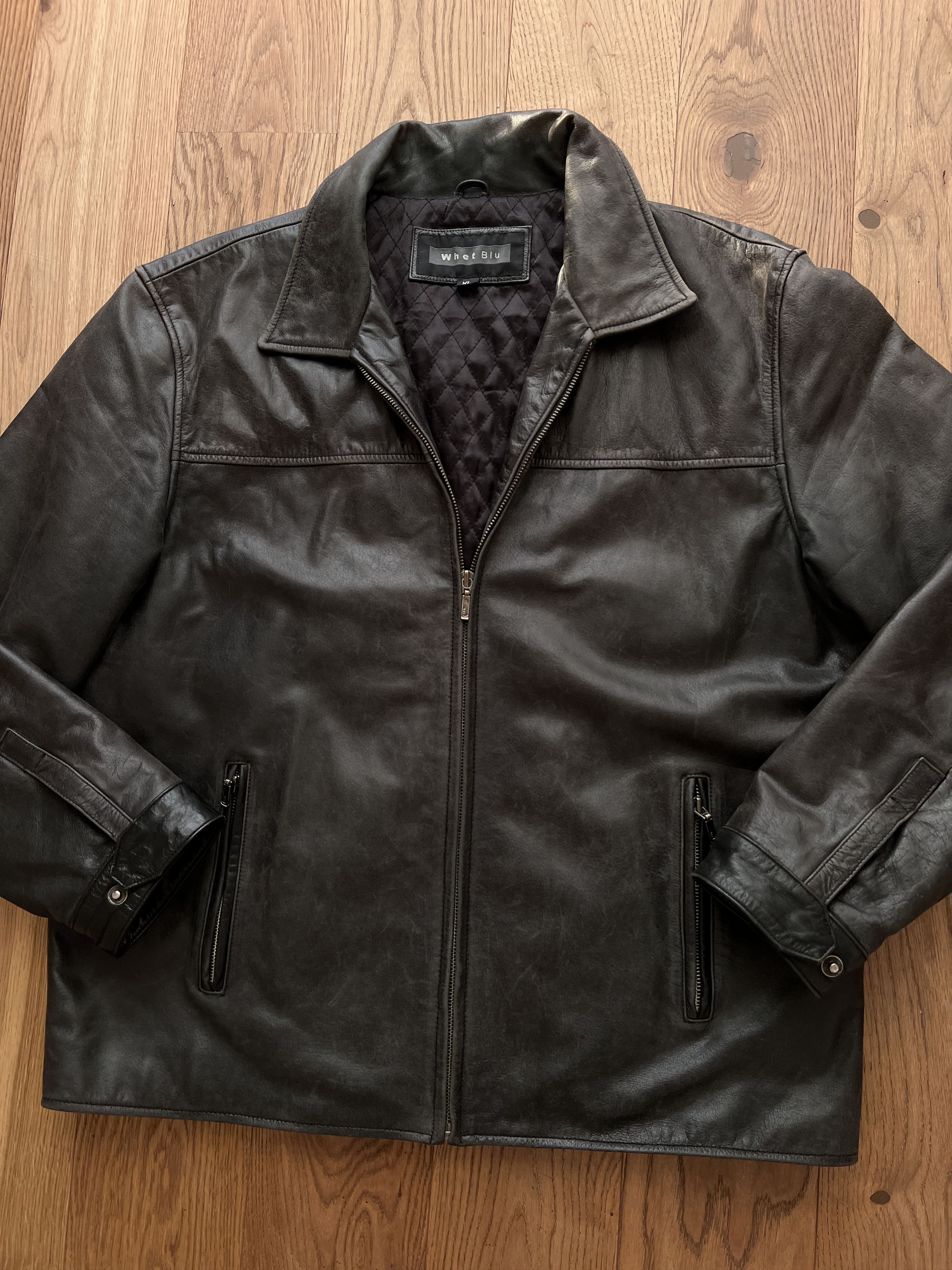 If Six Was Nine Vintage 90s Faded Leather coat hard jacket baggy y2k opium Size US L / EU 52-54 / 3 - 12 Thumbnail