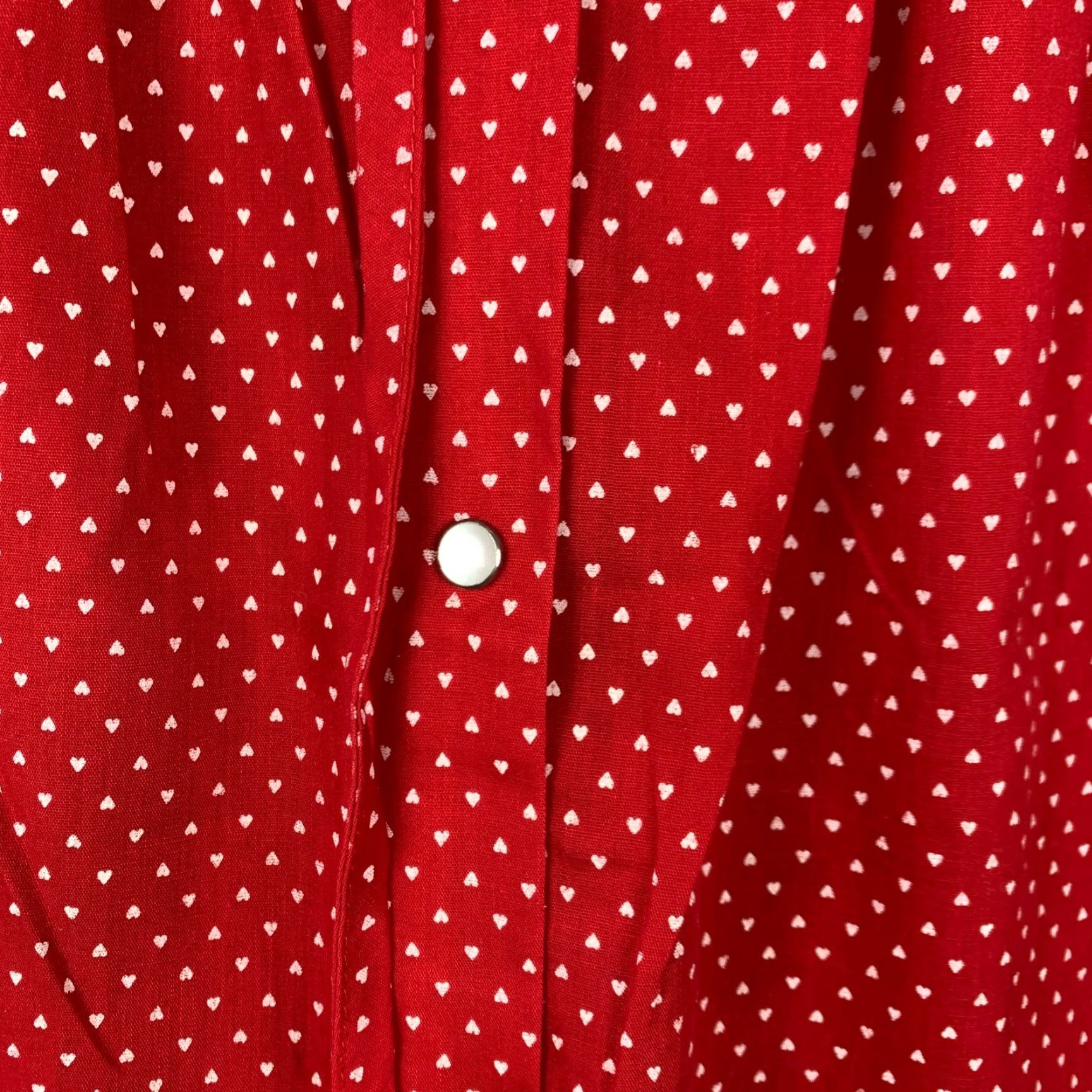 Vintage Vintage Red Hearts Nightgown Muumuu Button Robe Valentines Day Caftan Small Med Nightgown MUUMUU Red Hearts Valentines Day 1980s Womens XS-? Size ONE SIZE - 5 Thumbnail