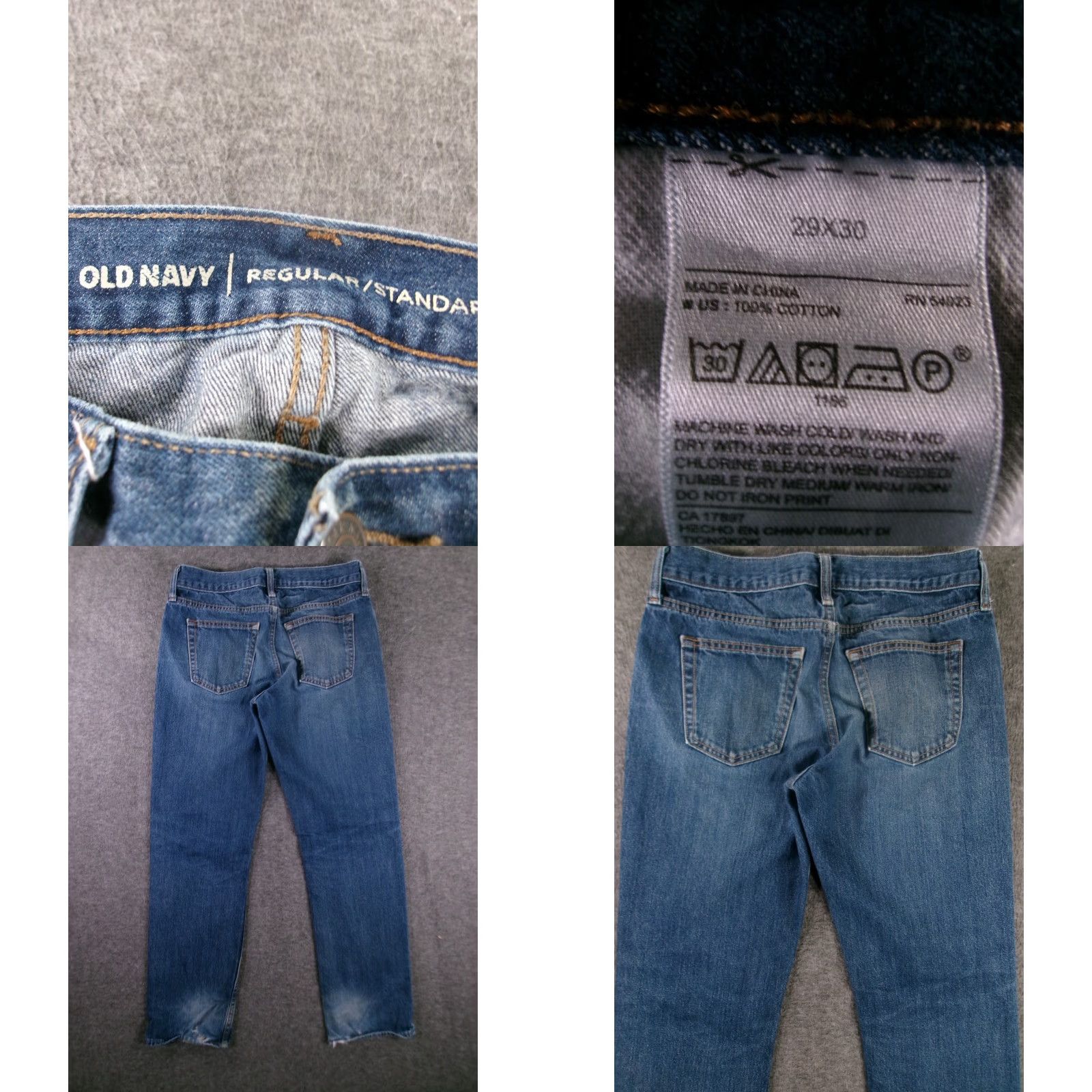 Old Navy Old Navy Jeans Men 29x30 Blue Straight Leg Regular Fit Medium Wash Distressed 90s Size US 29 - 8 Thumbnail