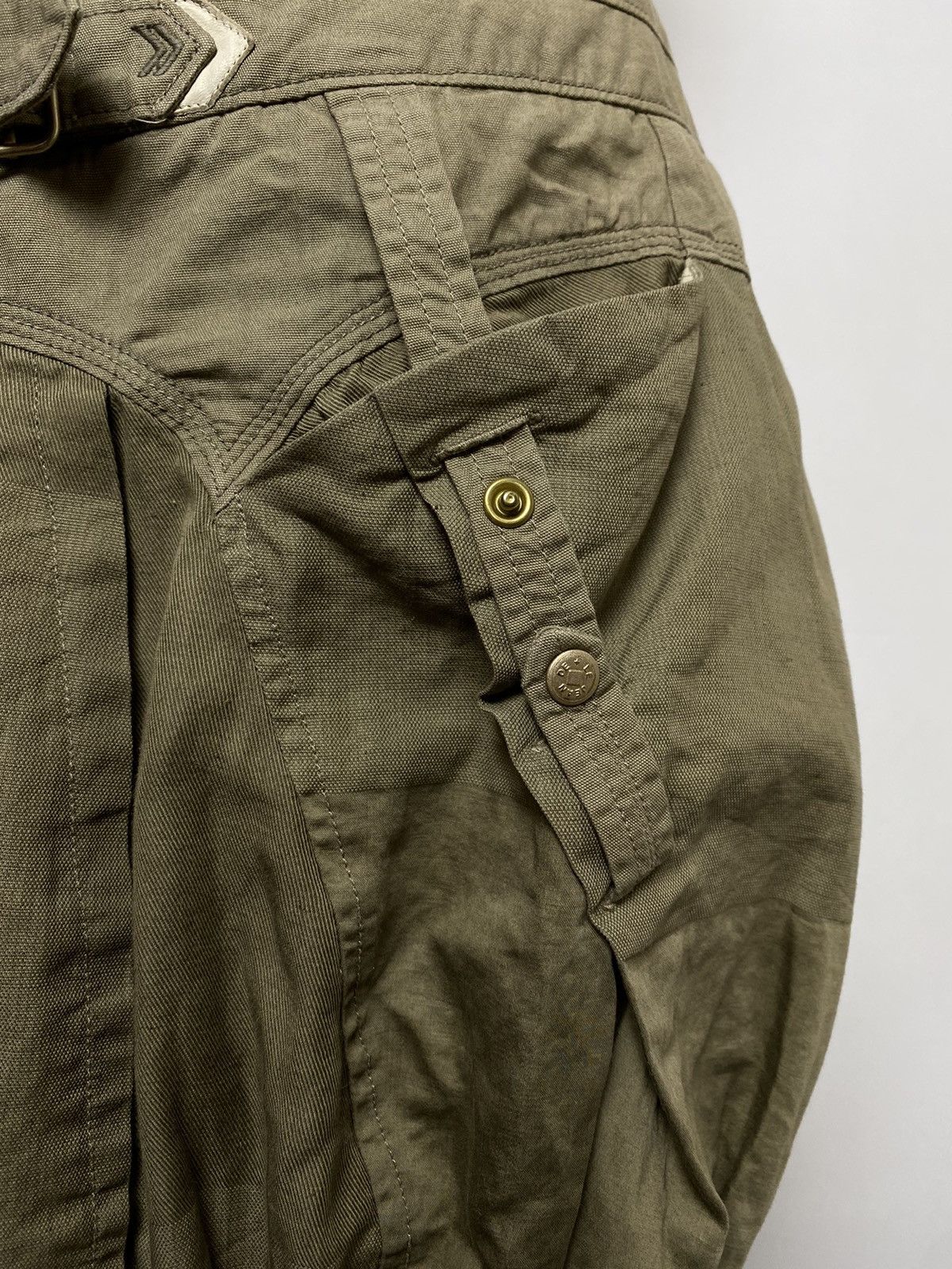 Marithe + Francois Girbaud M+FG Army Green Utility Belted Y2K Techwear Bubble Skirt Size 28" / US 6 / IT 42 - 11 Thumbnail