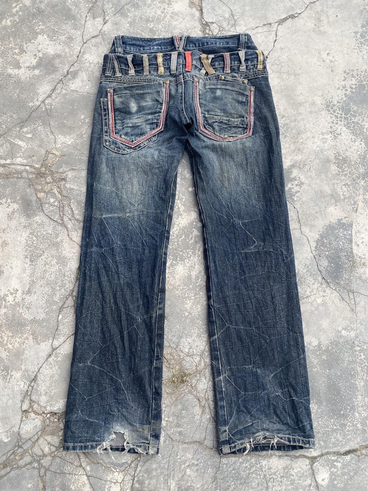 Japanese Brand Vintage Distressed Grunge Double Waist Jeans Size US 30 / EU 46 - 3 Thumbnail