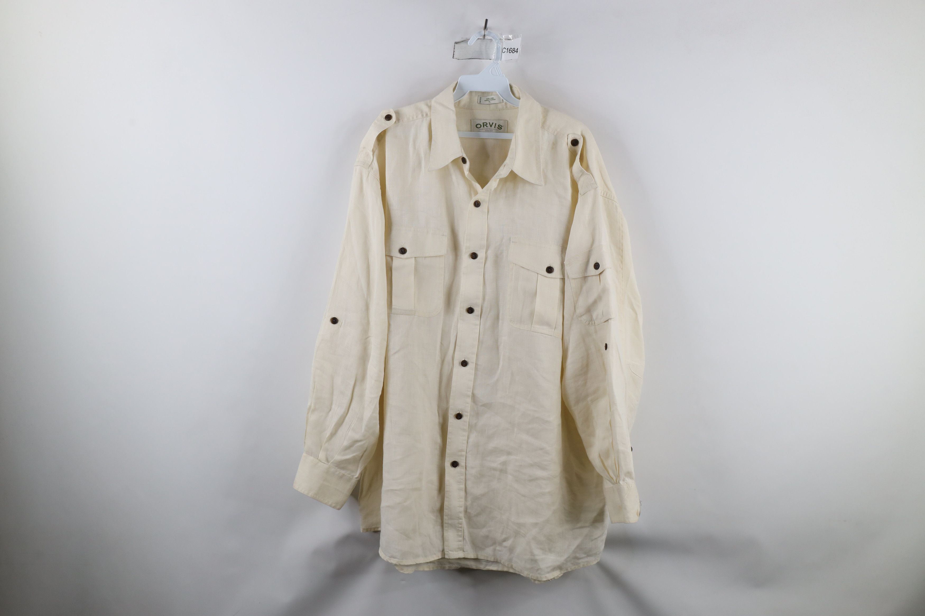 Orvis × Vintage Vintage Orvis Linen Safari Bush Collared BUtton Shirt Cream Size US XL / EU 56 / 4 - 1 Thumbnail