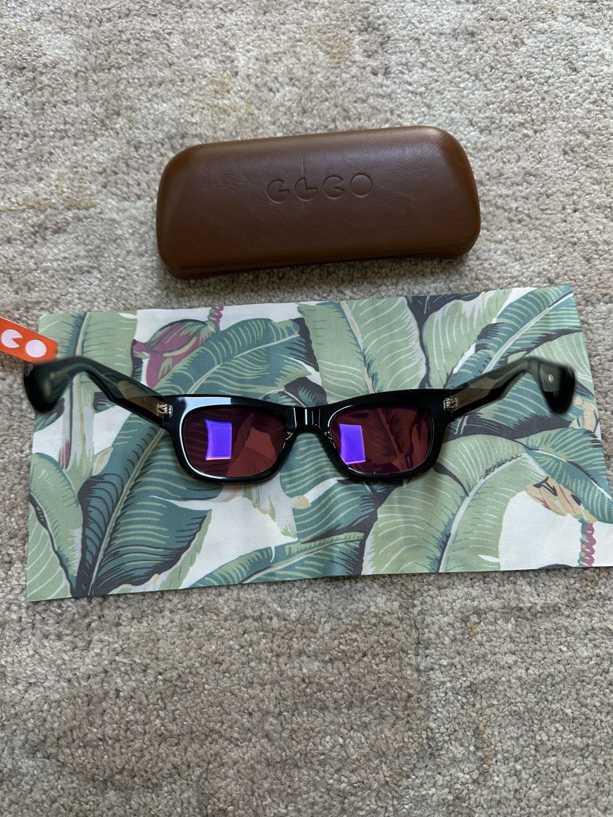 Garrett Leight Garret Leight WOZ Rectangular Wayfarer Sunglasses Black/Red Size ONE SIZE - 2 Thumbnail