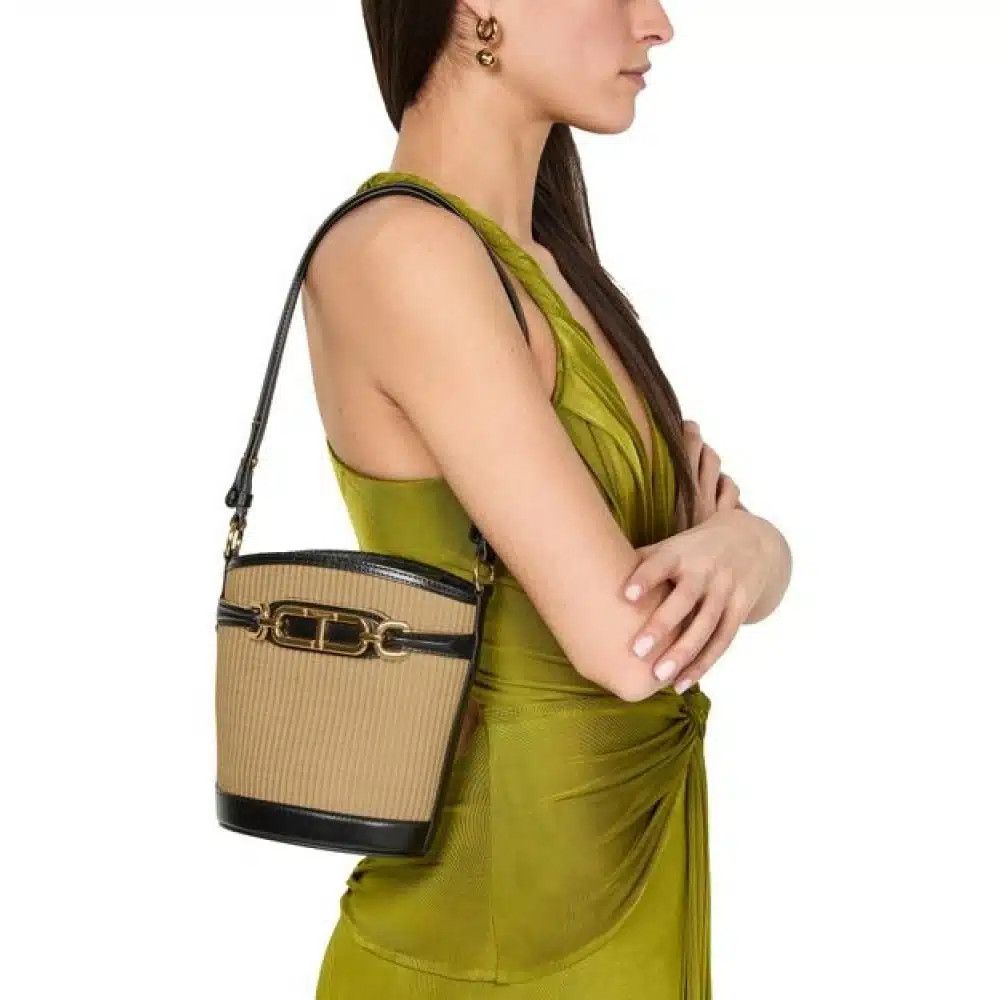 Tom Ford o1loc1c0825 L1817 Size: OS / Raffia Small Bucket Bag Beige Size ONE SIZE - 2 Thumbnail