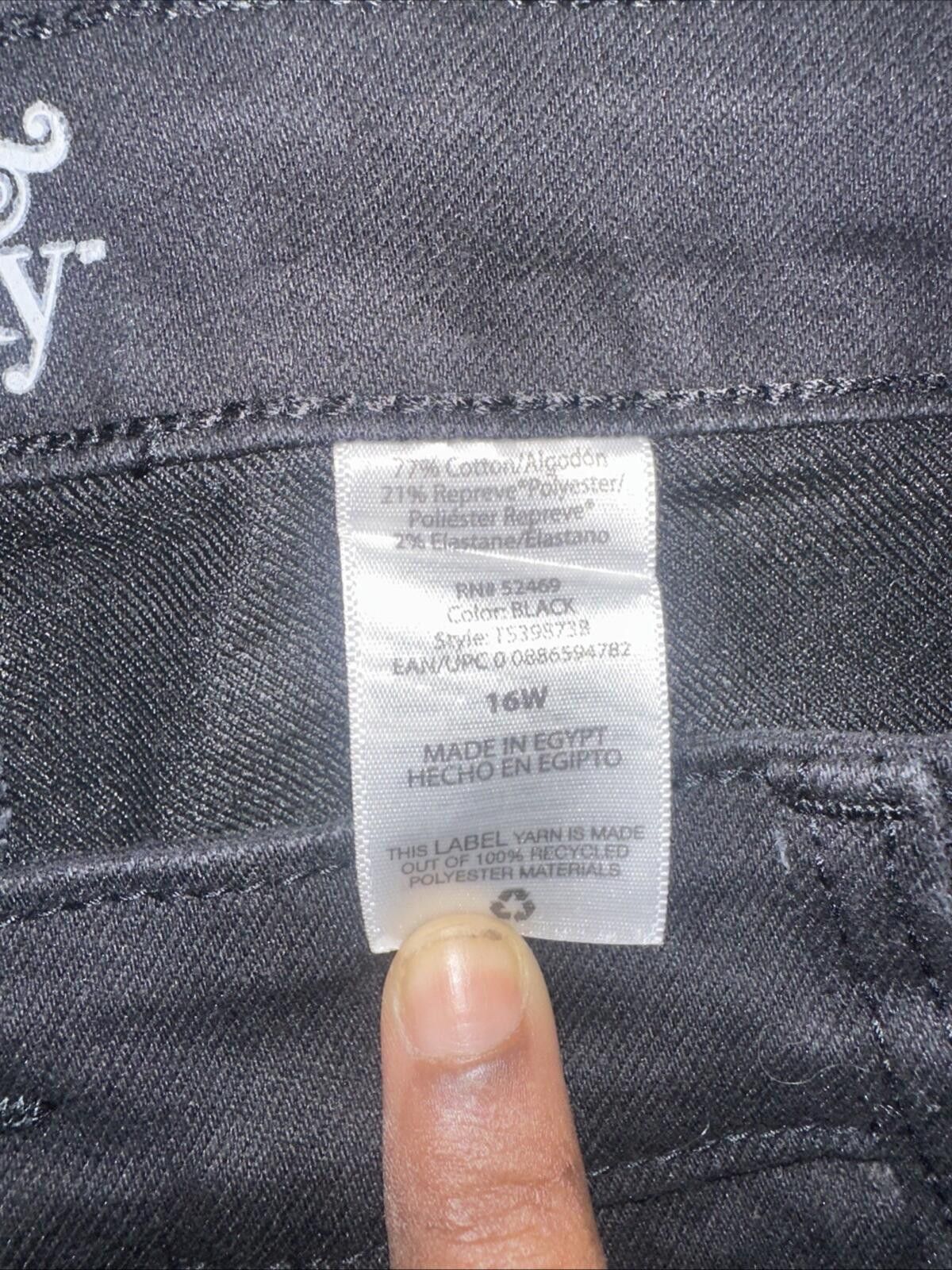 Other Terra & Sky Jeans Size 16W Black Denim Straight Leg Stretch Size 38" / US 16 / IT 52 - 3 Thumbnail