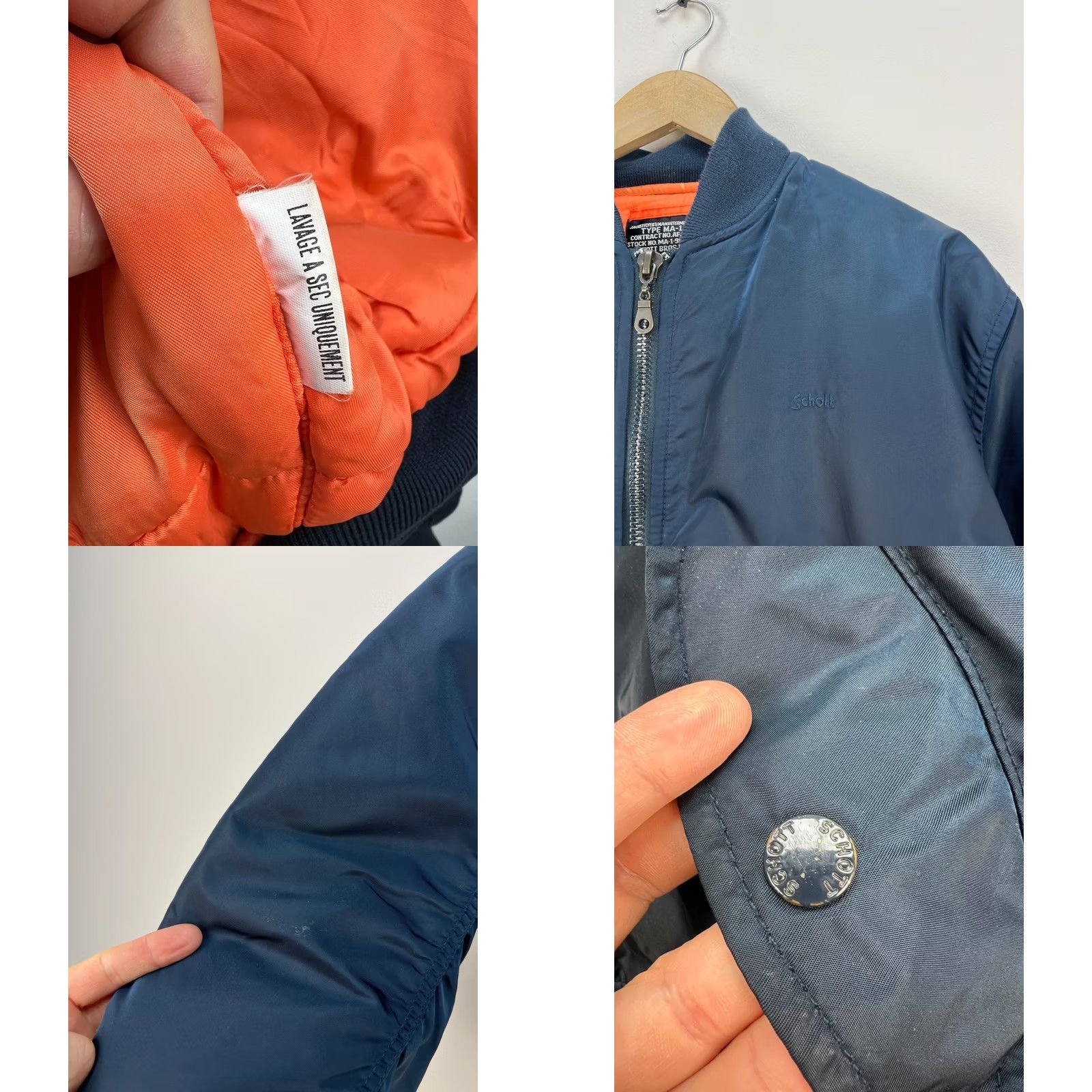 Schott VINTAGE Schott NYC MA-1 Flight Bomber Jacket Blue Nylon Men's Size M/L Size US M / EU 48-50 / 2 - 8 Thumbnail