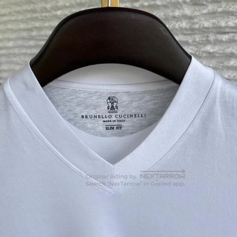 Brunello Cucinelli Brunello Cucinelli White V-Neck T-Shirt. Size US S / EU 44-46 / 1 - 2 Thumbnail