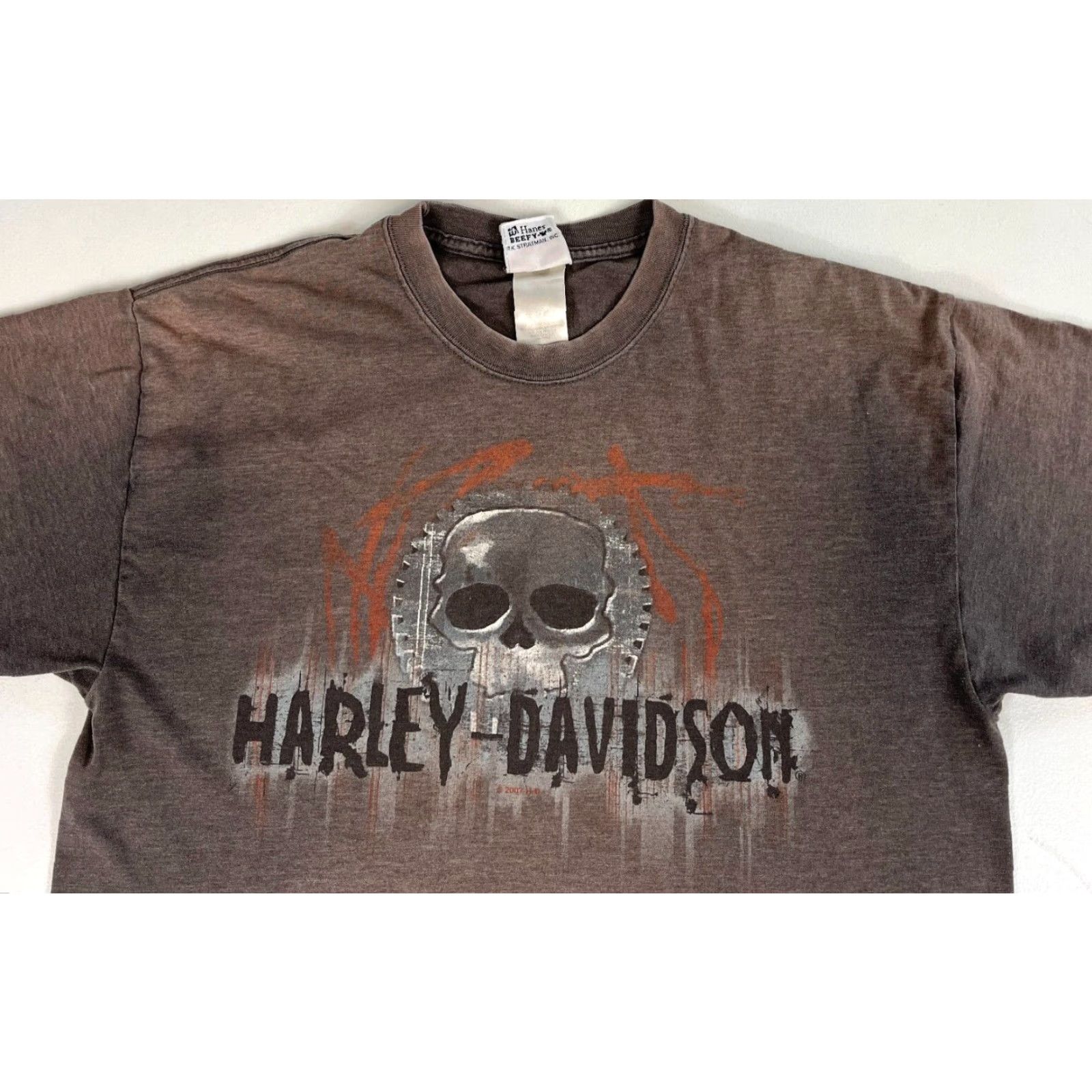 Harley Davidson VINTAGE Harley-Davidson T-Shirt 2007 Woodstock Woodstock IL Made in USA Size Large Brown Mens Size US L / EU 52-54 / 3 - 4 Thumbnail