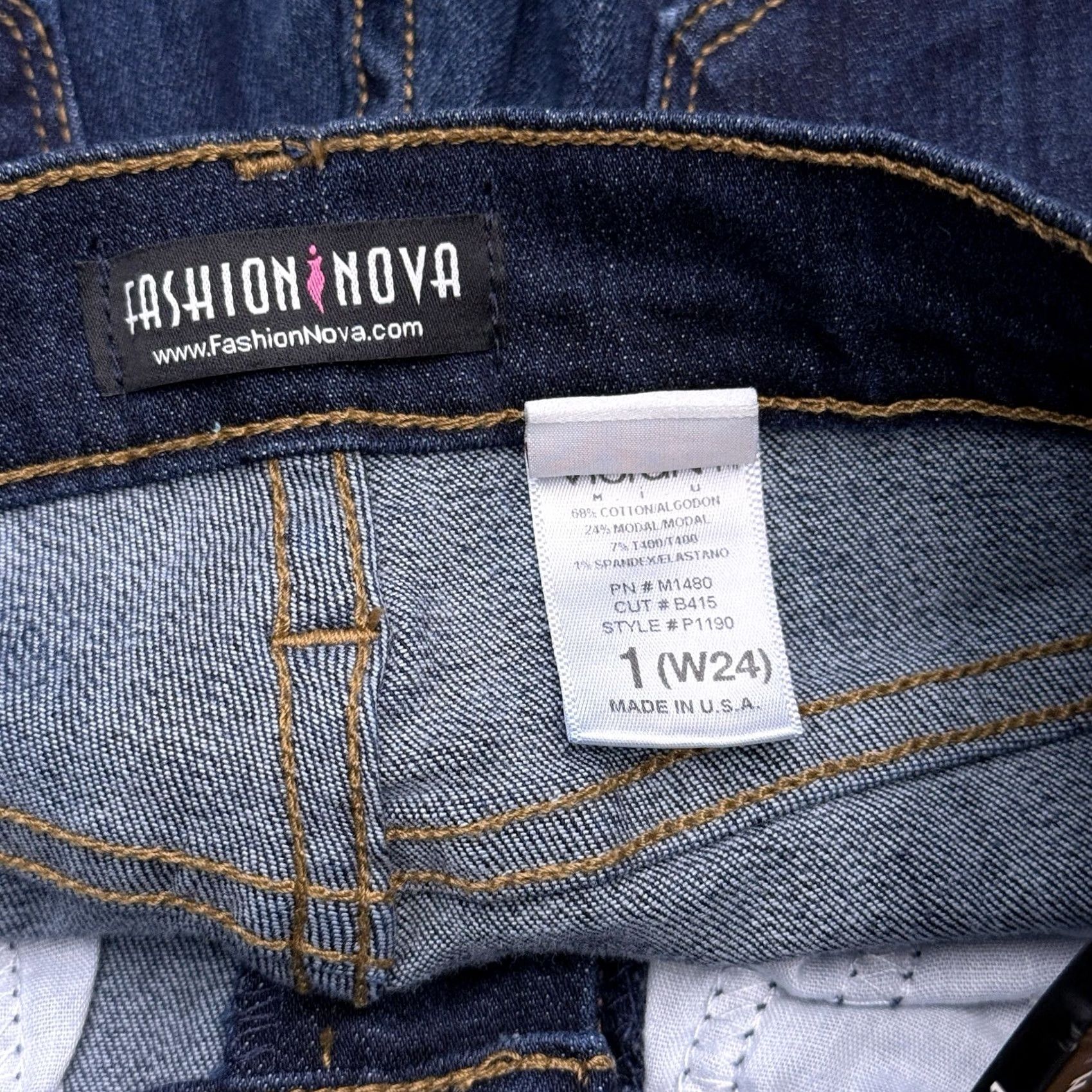 Fashion Nova Fashion Nova Skinny Jeans Juniors 1 Distressed Mid Rise Stretch Jeans Blue City USA 5-Pocket Denim Cotton Blend Slim Womens N/A Size 25" / US 0 / IT 36 - 6 Thumbnail