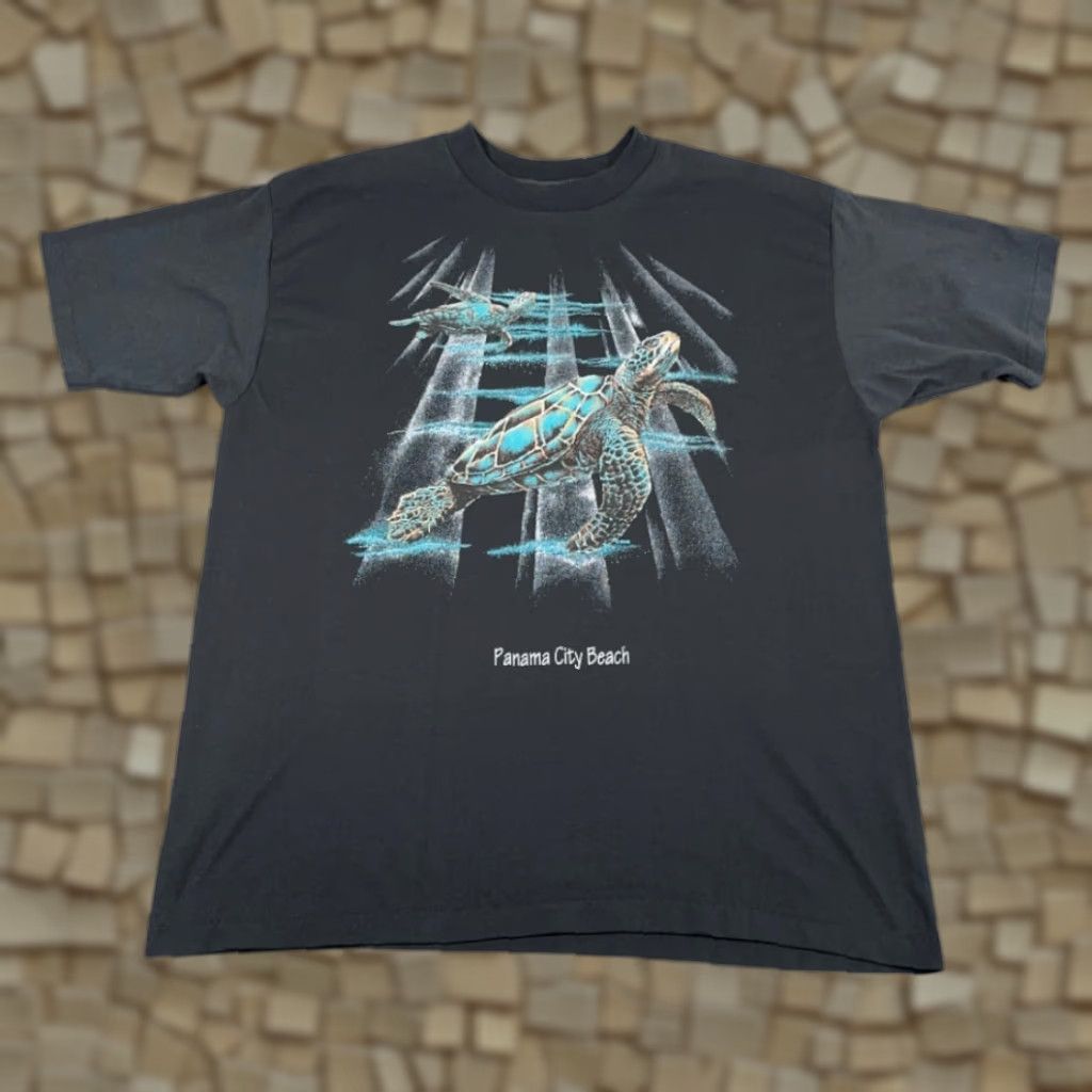 Vintage VINTAGE Sunshine Apparel Sea Turtle Shirt Adult XL Black Panama City Beach Florida Y2K Size US XL / EU 56 / 4 - 1 Thumbnail