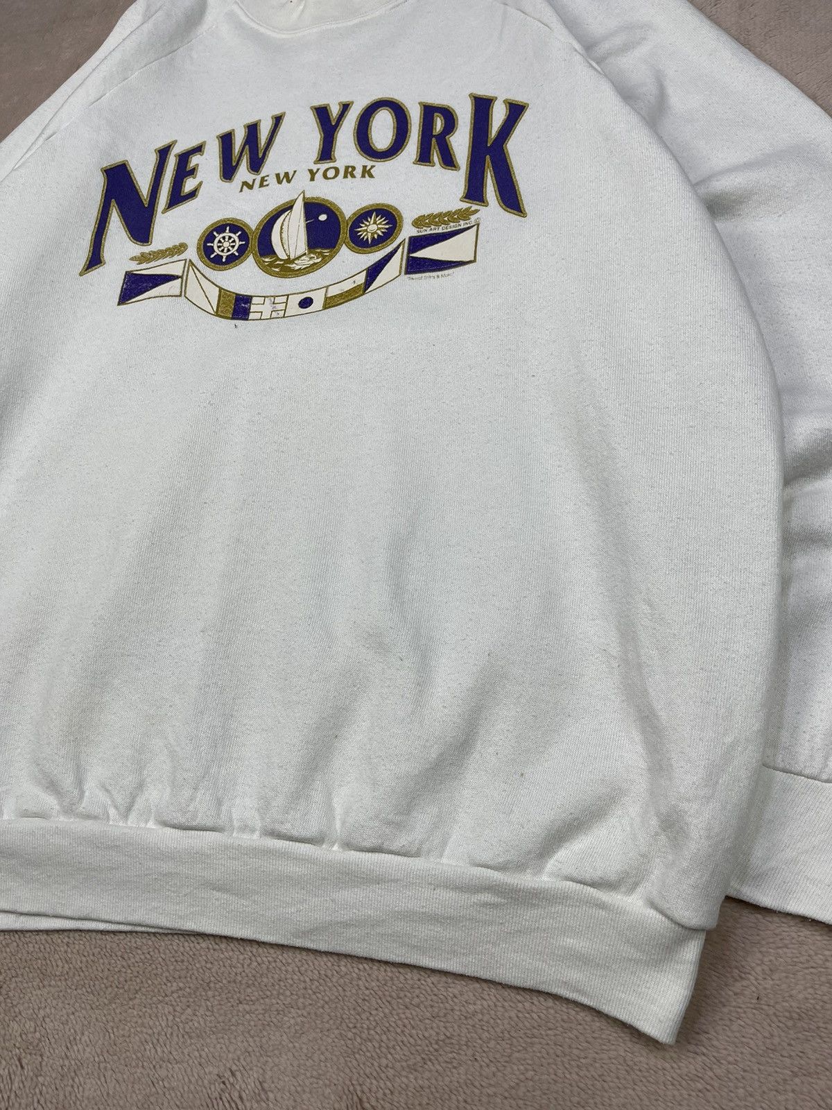 Fruit Of The Loom Vintage 90s Sun Art NEW YORK Both Print Sweatshirts Size US L / EU 52-54 / 3 - 5 Thumbnail