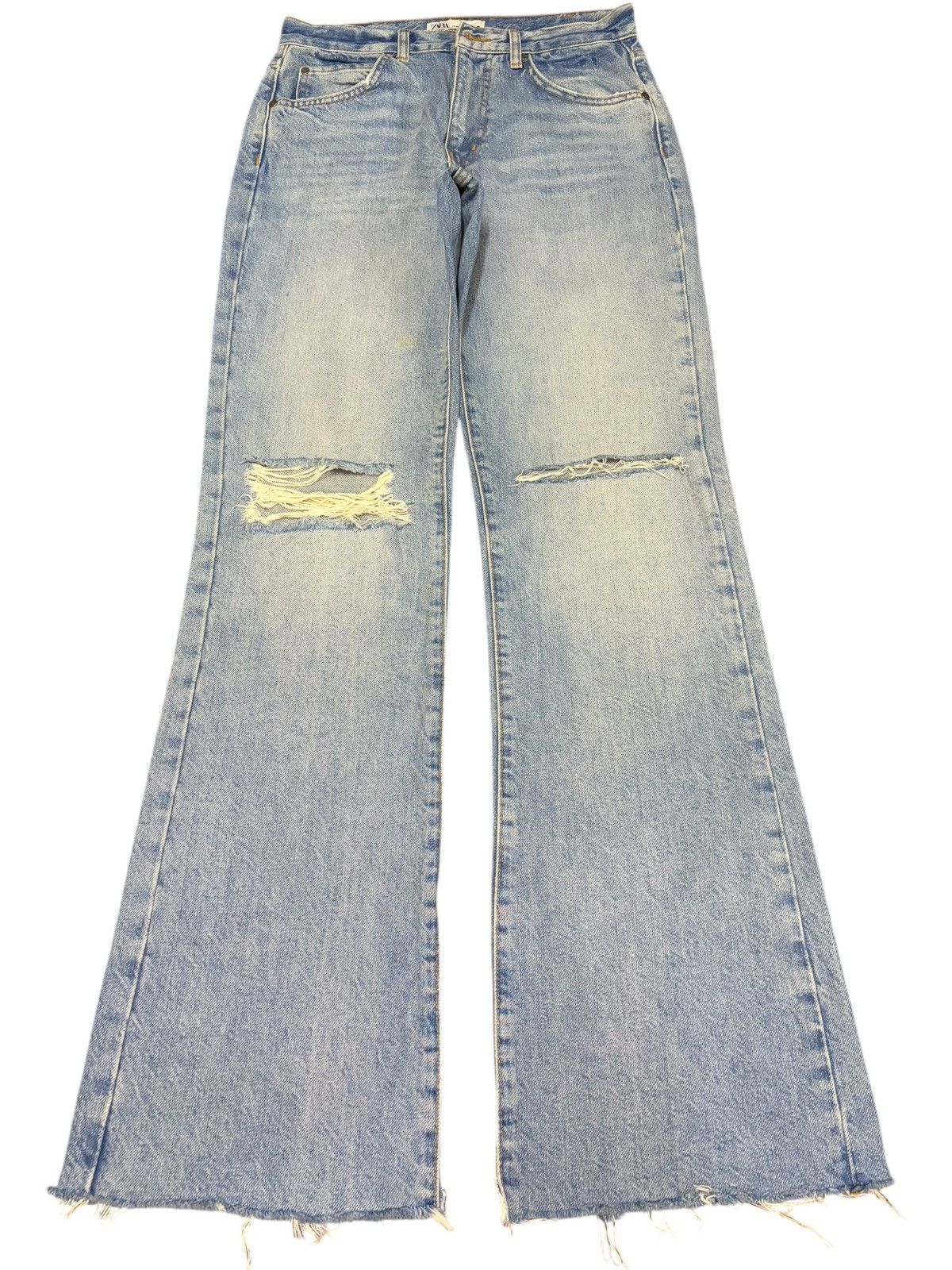 Zara Vintage Zara Faded Wash Distress Flare Jeans Size 28" / US 6 / IT 42 - 1 Thumbnail