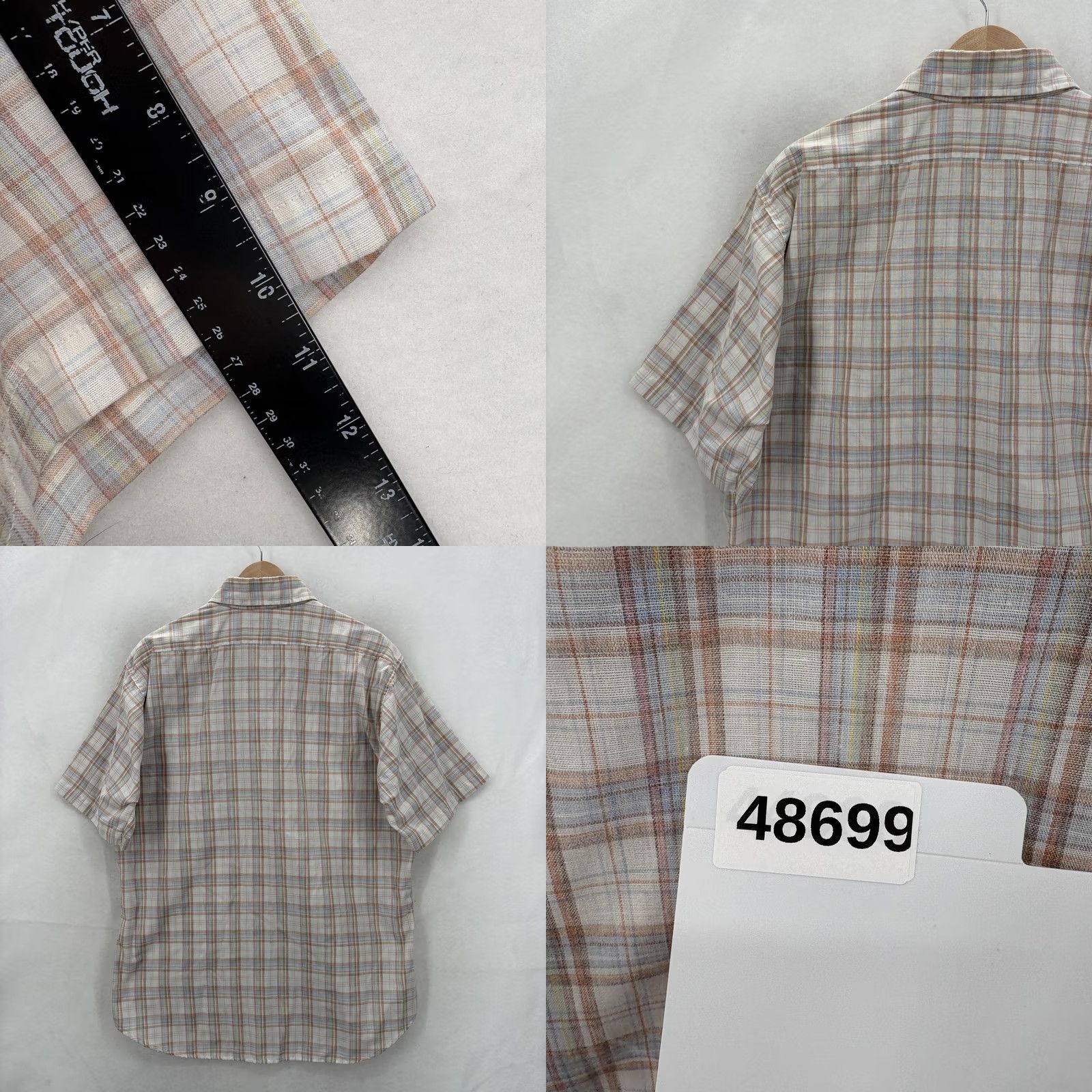 Levi's VINTAGE Levi's Shirt Mens XL Beige Plaid Short Sleeve Button Front USA Western Size US XL / EU 56 / 4 - 8 Thumbnail