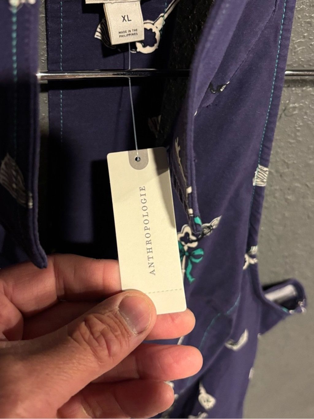 Anthropologie Anthropology Maeve Navy Button-Up midi Dress with Key Print Size XL / US 12-14 / IT 48-50 - 5 Thumbnail