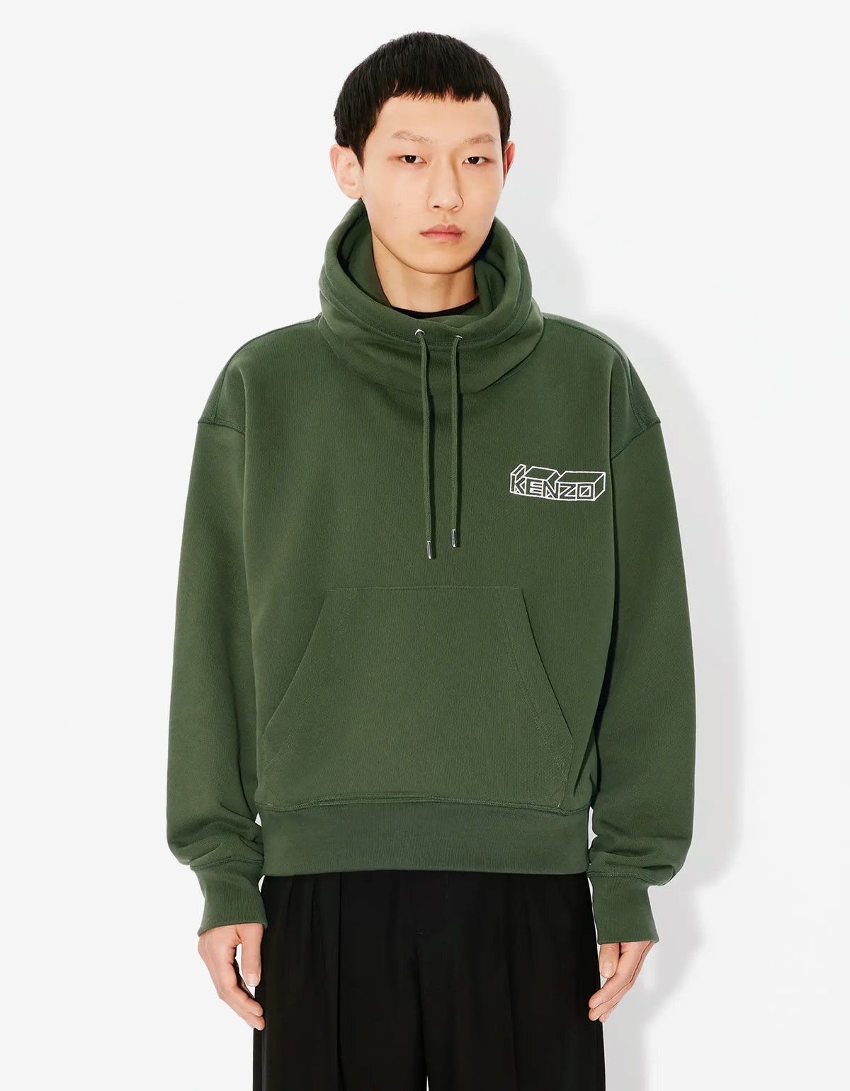 Kenzo Kenzo Green Kenzo Kube Embroidered Snood Sweatshirt Size US L / EU 52-54 / 3 - 3 Thumbnail