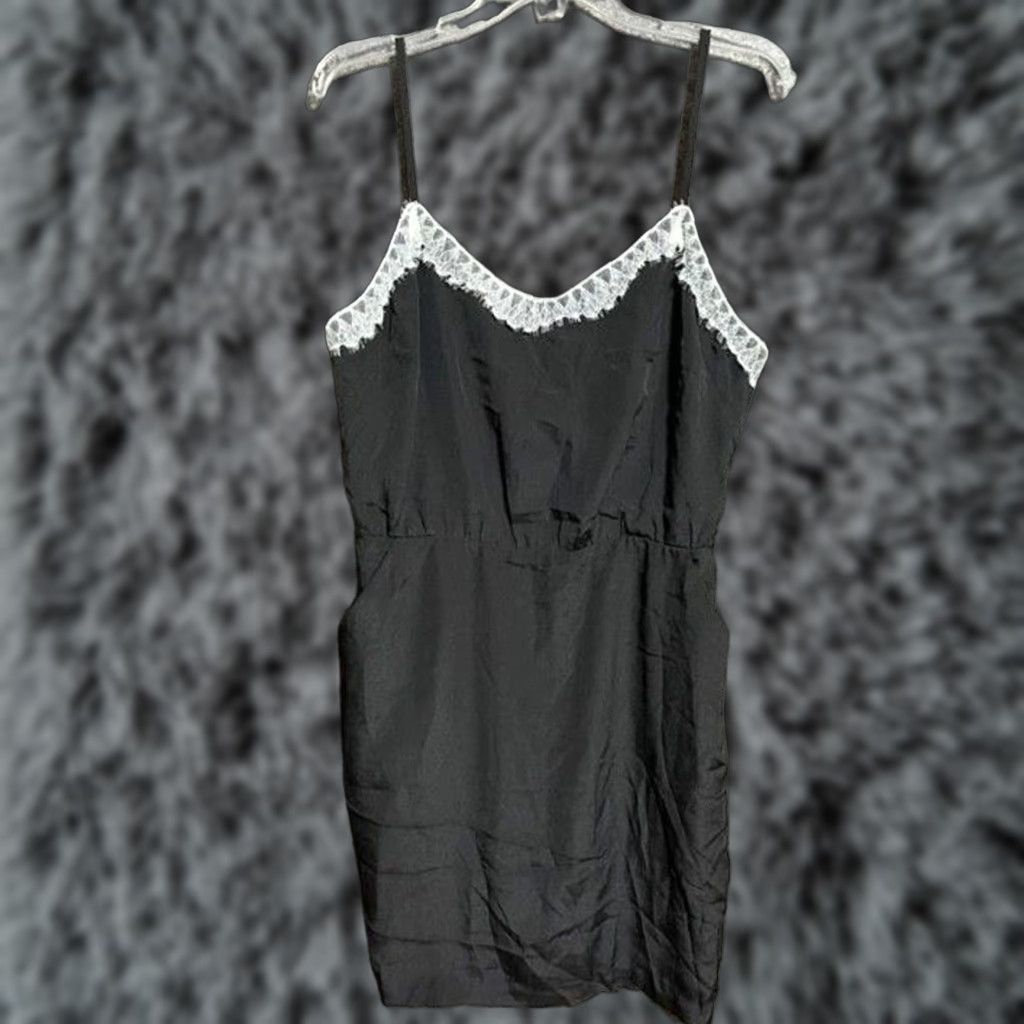 BCBGeneration BCBGGeneration Slip Dress 12 Dark Coquette Romantic Chic Mini Clubwear Y2K Hoco Dress Sleeveless Spaghetti V-Neck Lace Black Size XL / US 12-14 / IT 48-50 - 1 Thumbnail