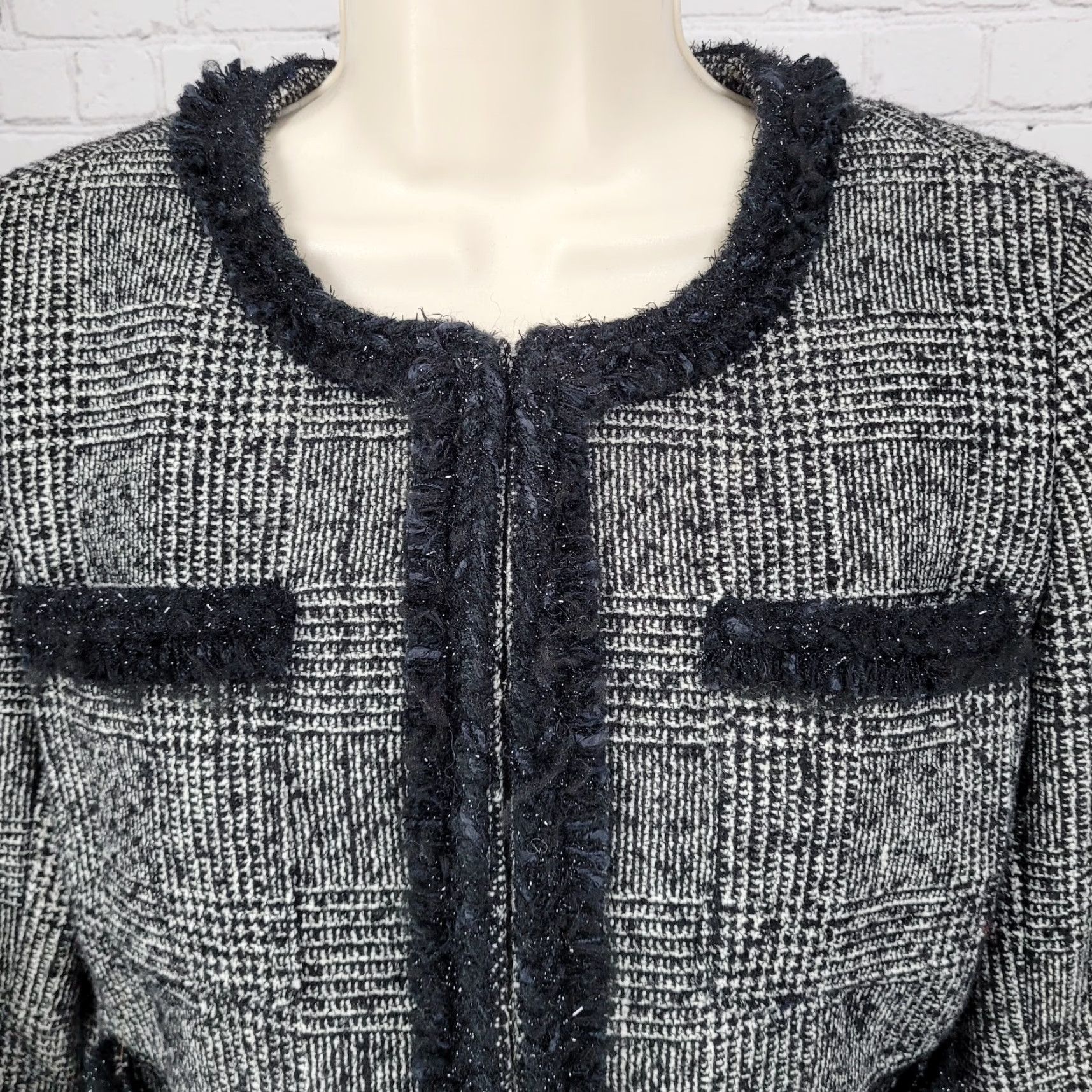 J.Crew J.Crew Black White Wool Blend Tweed Lined Jacket Size 6 Short Sleeve Womens Size M / US 6-8 / IT 42-44 - 7 Thumbnail
