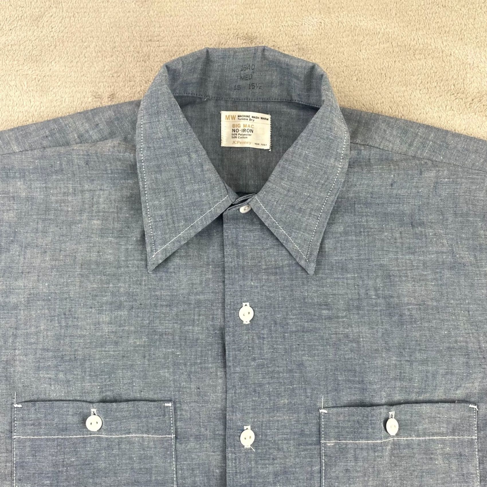 Vintage VINTAGE Big Mac Chambray Shirt Medium Blue Short Sleeve Button-Down 1980s Mens Shirt Size US M / EU 48-50 / 2 - 3 Thumbnail