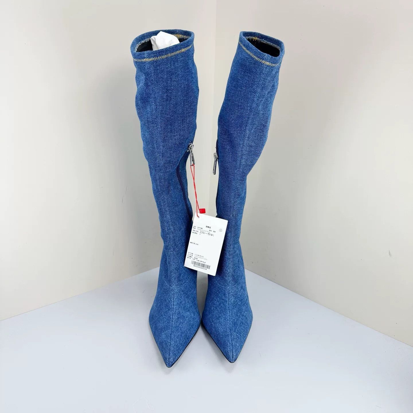 Diesel Diesel Denim Stretch Knee-High Boots Size US 6 / IT 36 - 1 Thumbnail