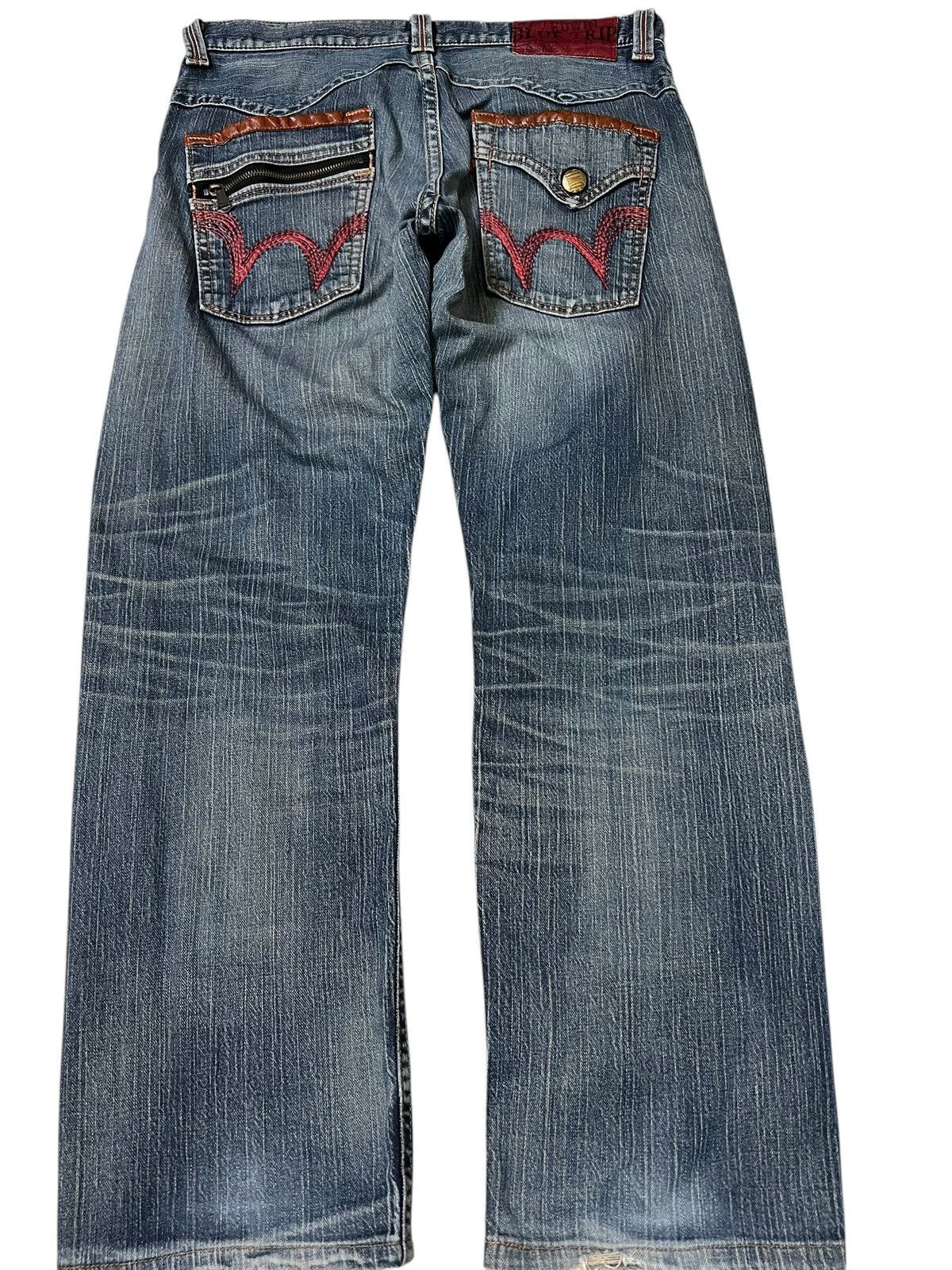 Edwin 💥Baggy💥Vintage Edwin Blue Trip Washed Distress Jean Size US 34 / EU 50 - 2 Thumbnail