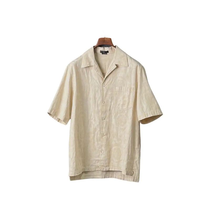 Versace Versace Beige Cotton Short Sleeve Shirt for Summer 0089 Size US S / EU 44-46 / 1 - 1 Thumbnail