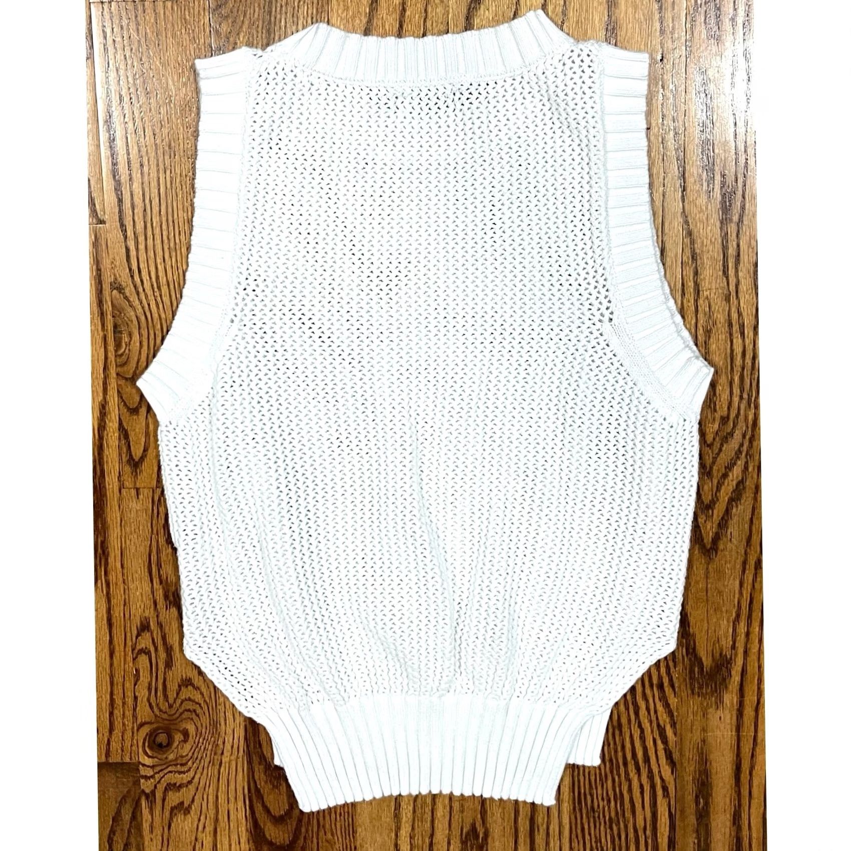 Frame VINTAGE Frame Sleeveless Sweater White Open Knit Top Cotton Sheer XS Womens frame Le Muscle Shirt Size XS / US 0-2 / IT 36-38 - 5 Thumbnail