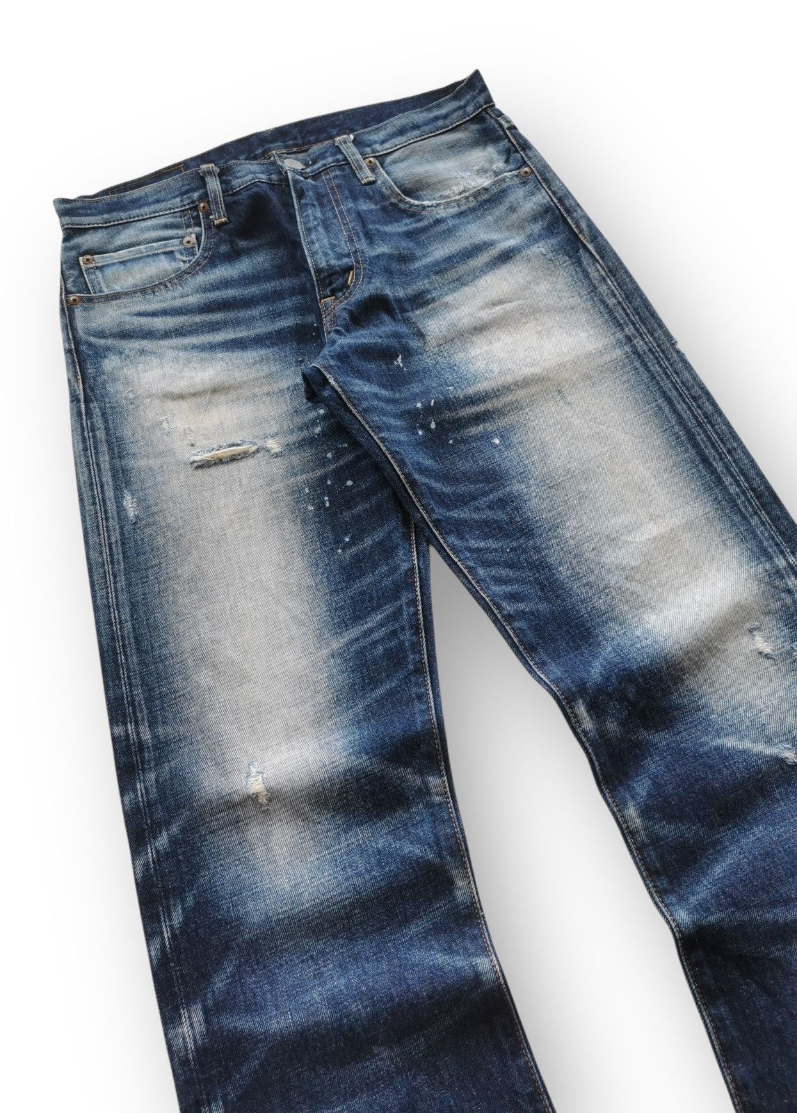 Tornado Mart R.N.A Distressed Denim Whisker Fade Paint Splatter Vintage Size US 31 - 6 Thumbnail