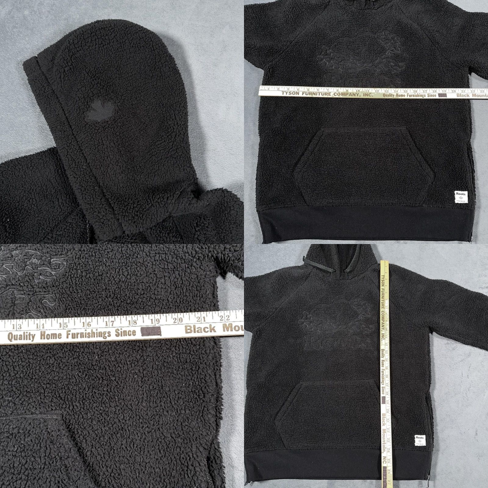 Roots Roots Hoodie Womens Small Black Sherpa Fleece Pullover Kangaroo Pocket Side Zip Size S / US 4 / IT 40 - 8 Thumbnail