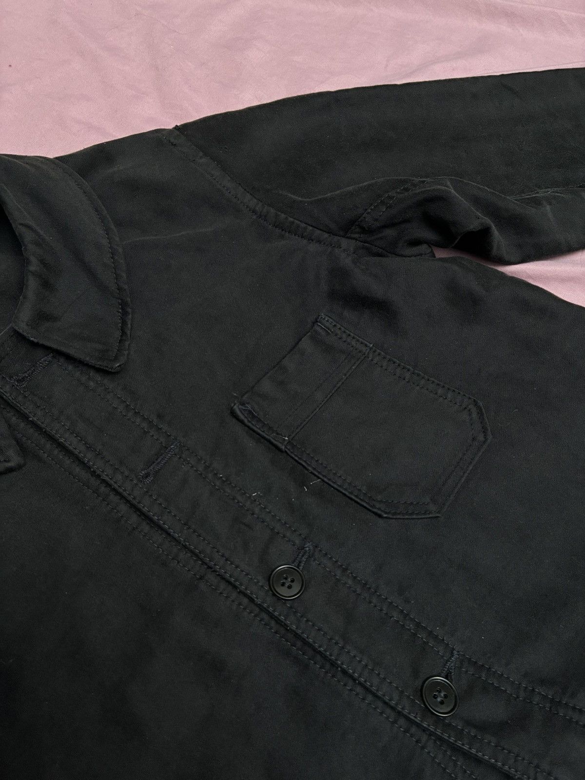 Other 50s ANTIQUE FRENCH BLACK MOLESKIN CHORE JACKT MADE BY VECTOR Size US S / EU 44-46 / 1 - 4 Thumbnail