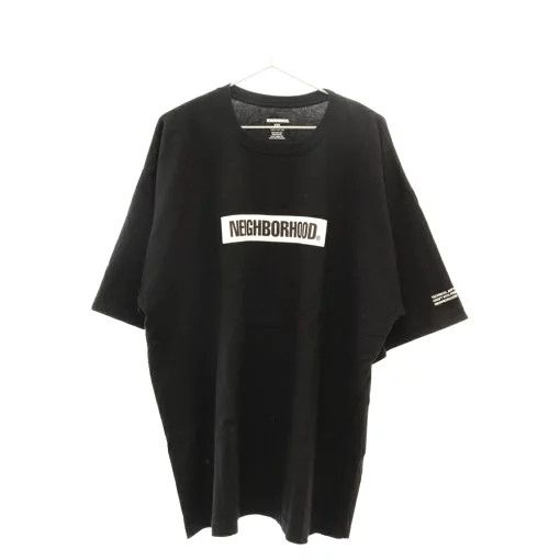 image of Neighborhood T-Shirts Box Logo Print Crew Neck Short Sleeve Cotton Black, Men's (Size 2XL)