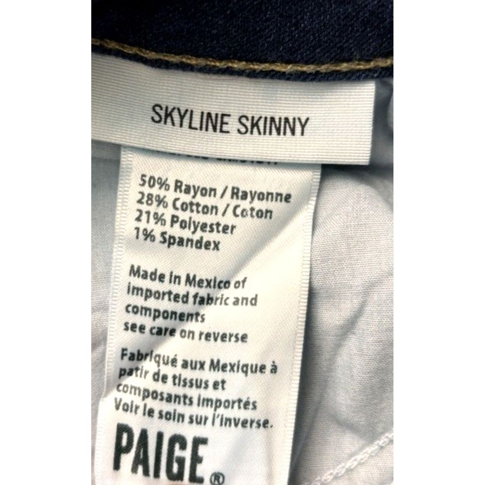 Paige Paige Skyline Skinny Jeans Womens 31 (33x 31) Dark Wash Blue Denim Stretch Size 24" / US 00 / IT 34 - 2 Thumbnail