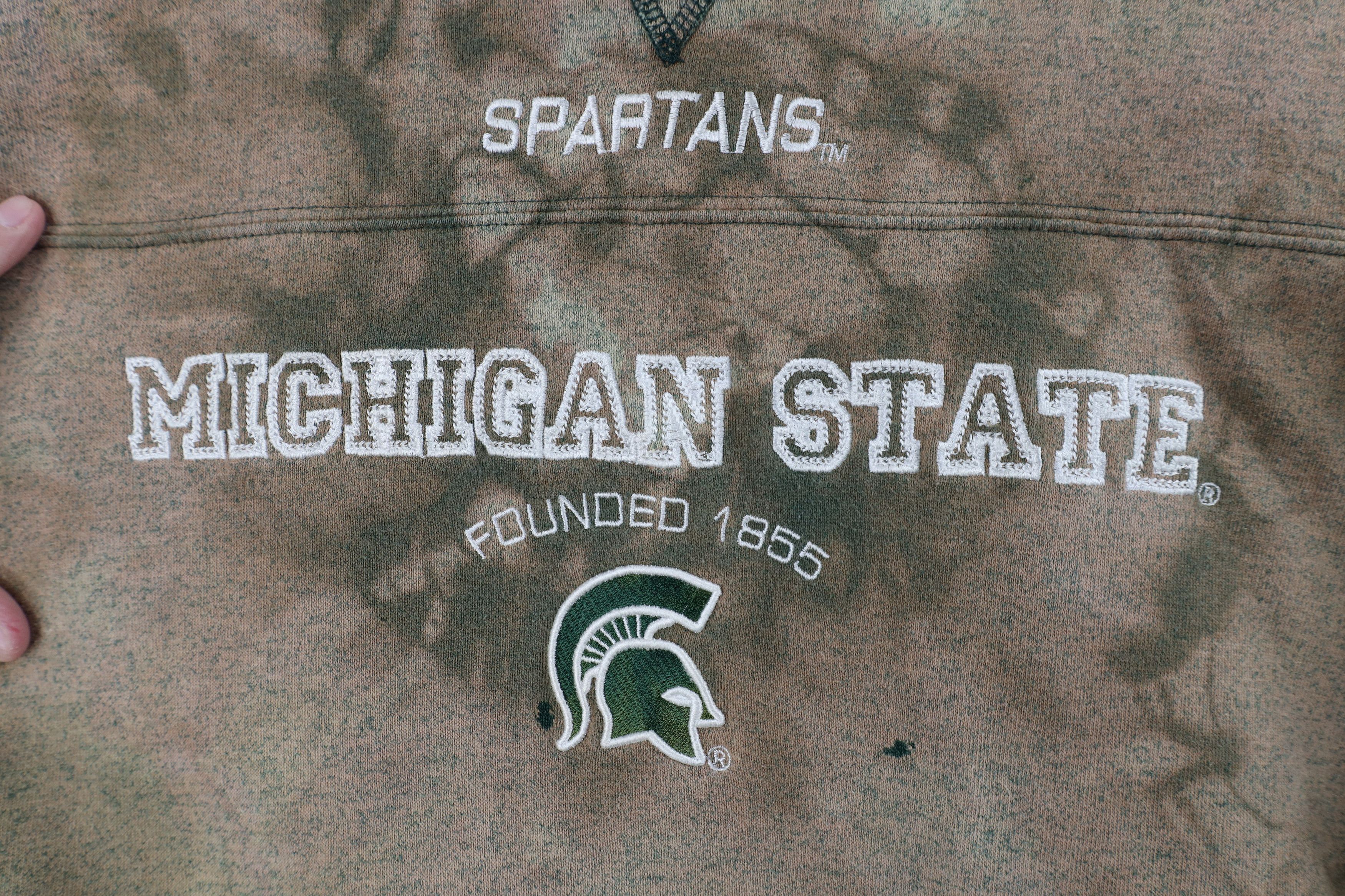 Vintage Vintage 90s Wash Michigan State University Hoodie Sweatshirt Size US XL / EU 56 / 4 - 4 Thumbnail