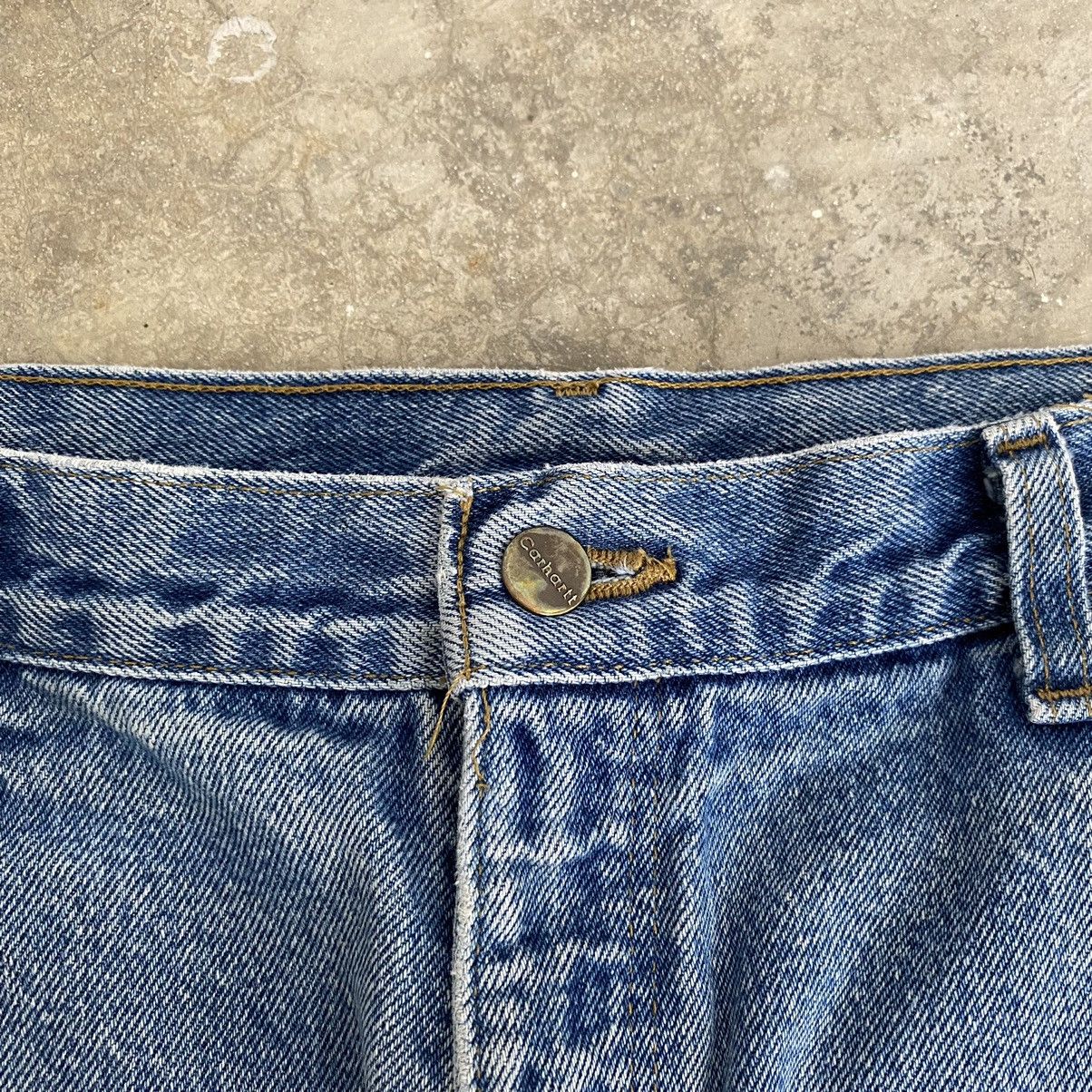 Carhartt VTG Carhartt Blanket Lined Faded Blue Carpenter Denim Jeans Size US 35 - 13 Thumbnail