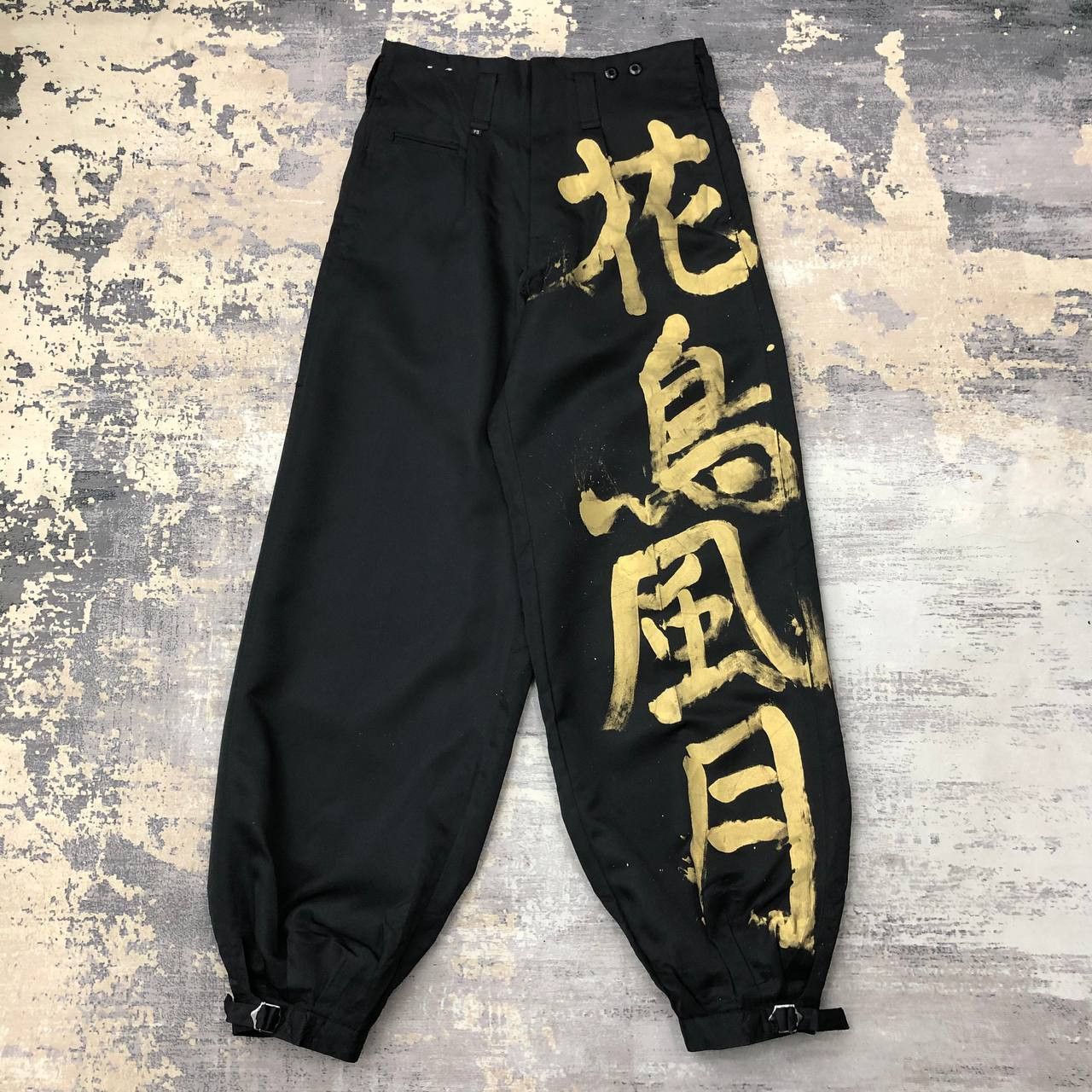 image of P213 Kaelou Japan Kanji Motorcycle Gang Pants in Black, Men's (Size 29)