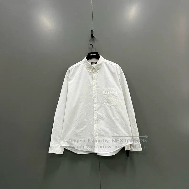 Balenciaga Balenciaga size 39 White Logo Embroidered Long Sleeve Shir Size US M / EU 48-50 / 2 - 1 Thumbnail