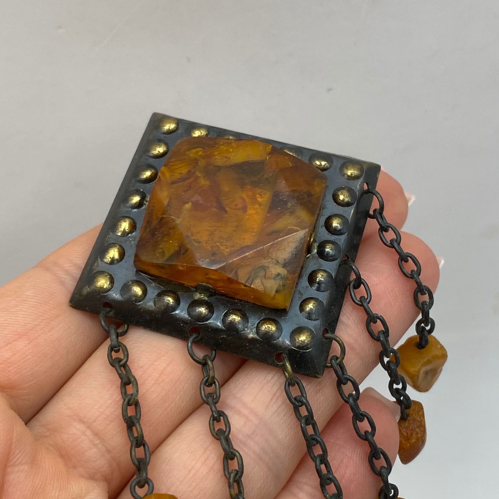 Vintage Vintage Soviet Huge Natural Amber Dangle Brooch 17.3g Size ONE SIZE - 2 Thumbnail