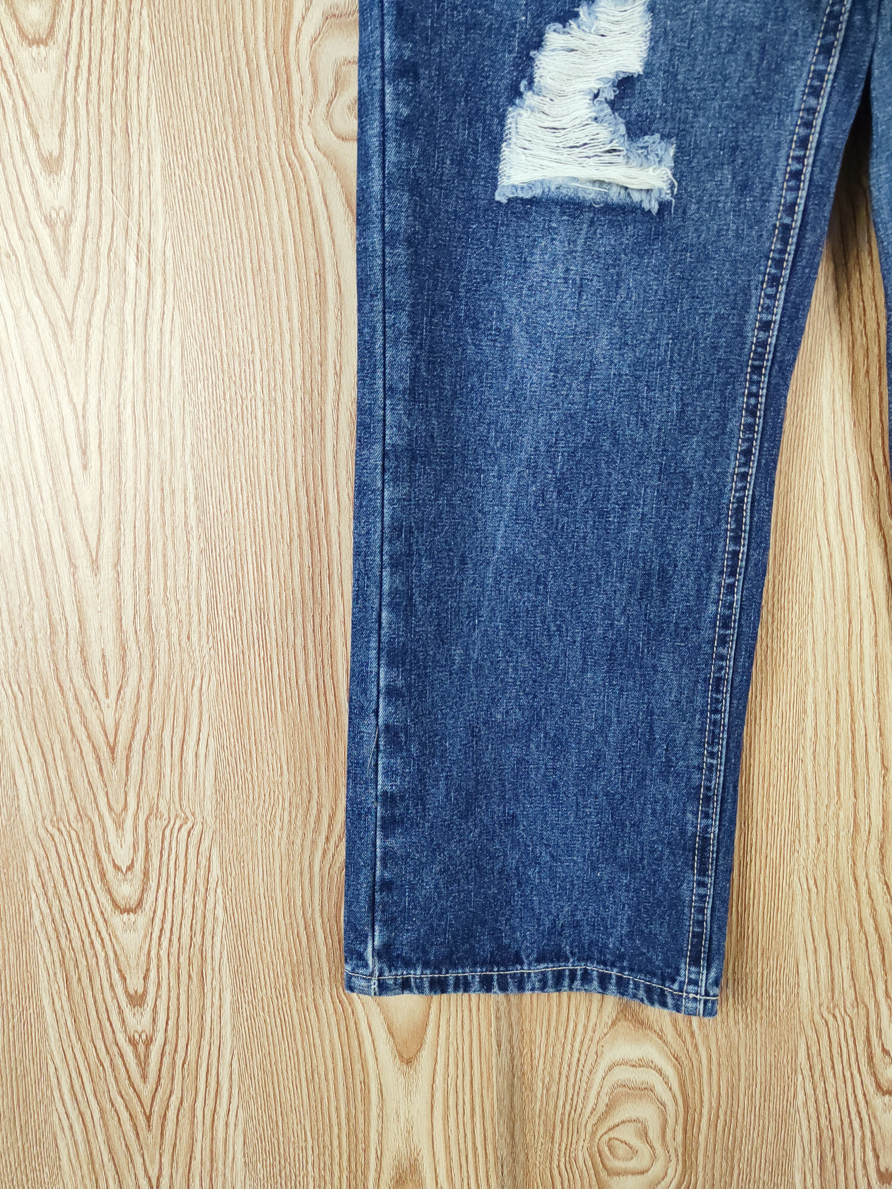 Japanese Brand Private Pause Blue Distressed Ripped Jeans #W386 Size US 28 / EU 44 - 4 Thumbnail