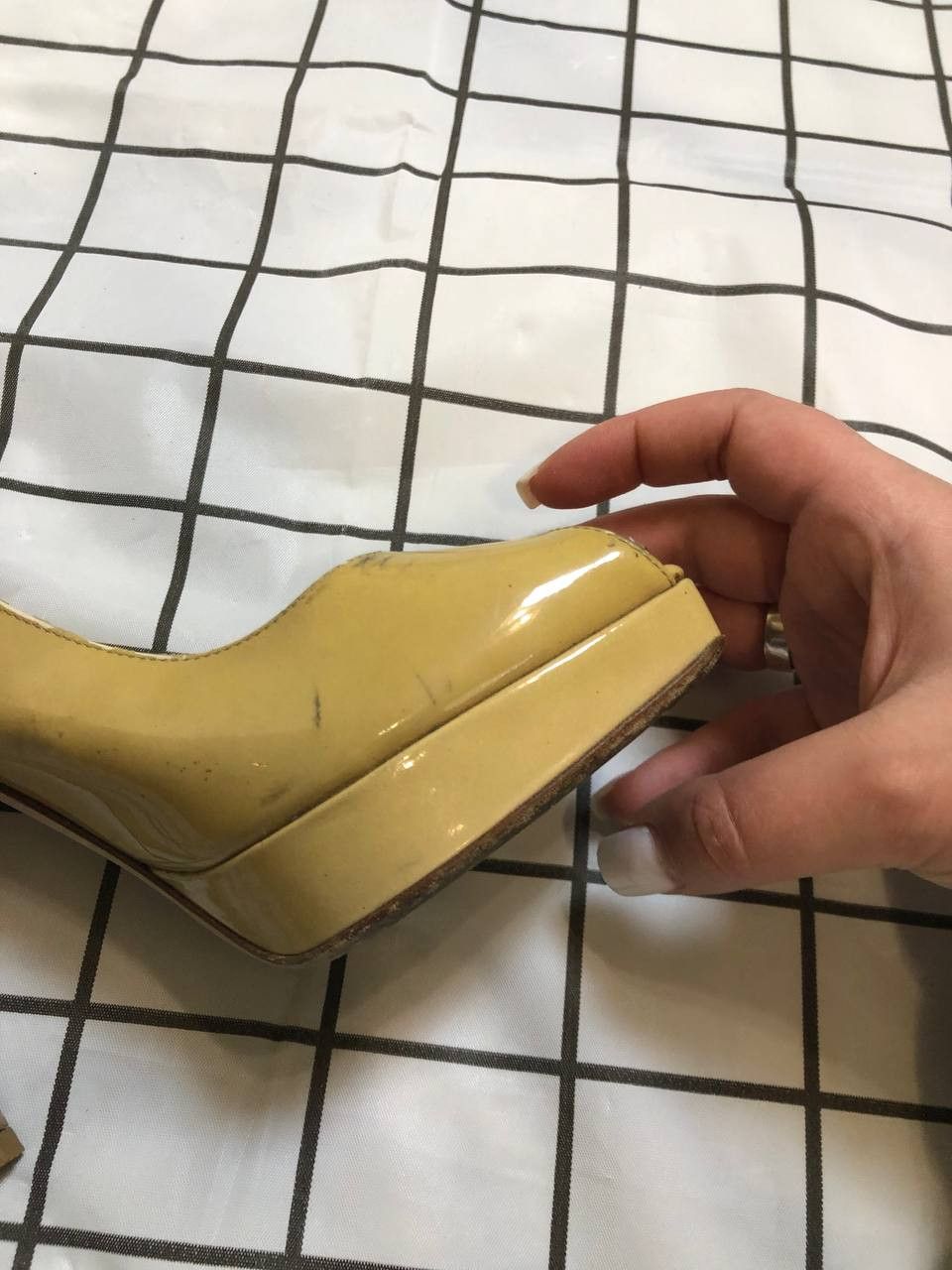 Jimmy Choo Jimmy Choo womens Shoes Yellow Patent Leather Pumps Peep Size US 5 / IT 35 - 13 Thumbnail