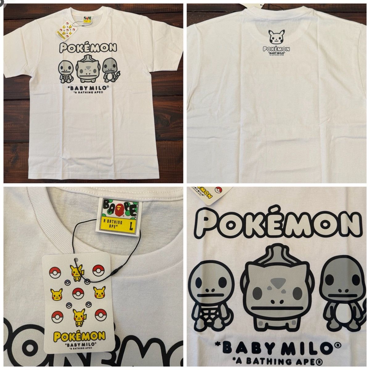 Bape × Pokemon BAPE Baby Milo x Pokemon Monotone Starters Tee #3 Size US L / EU 52-54 / 3 - 1 Thumbnail