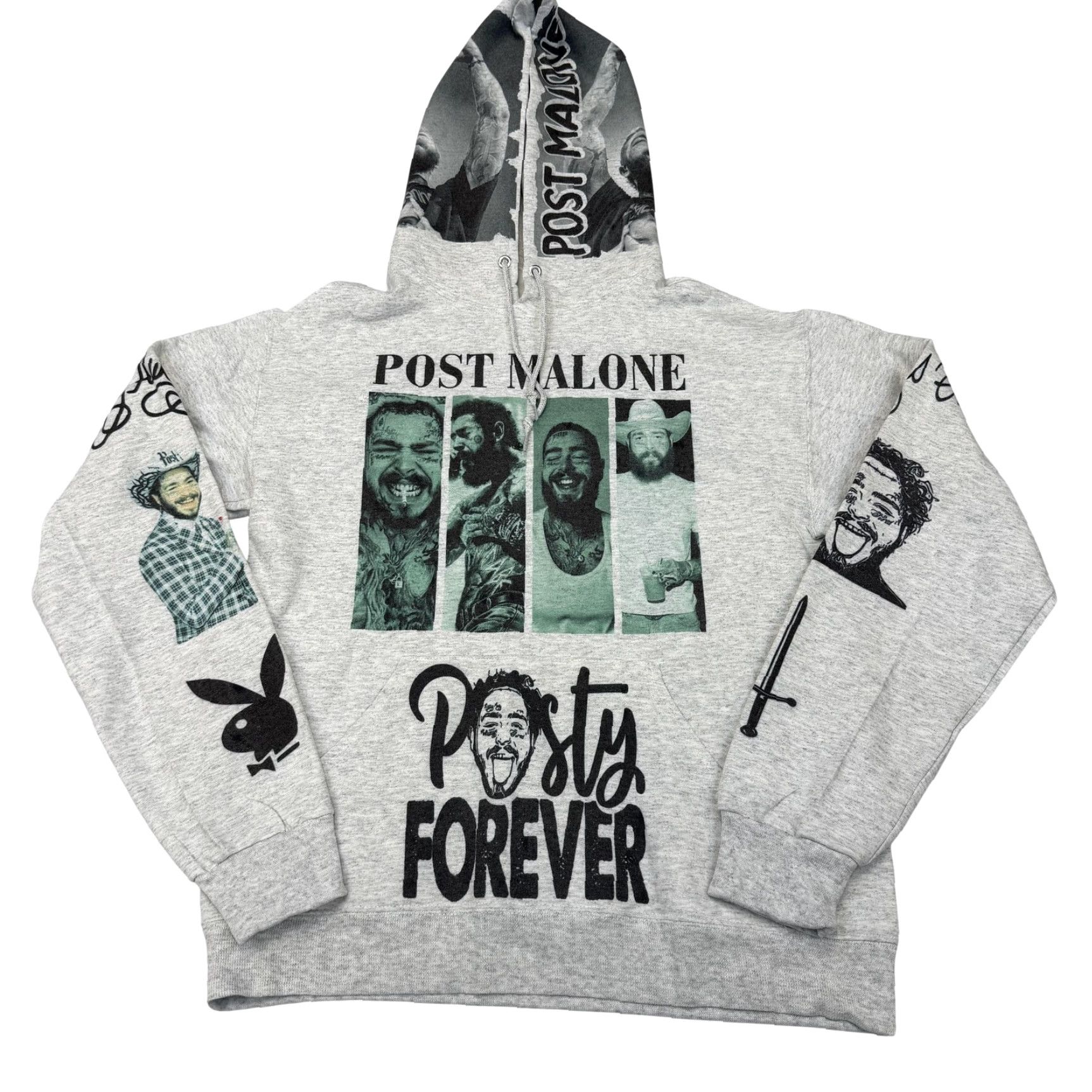 Jerzees Post Malone AOP Hoody Mens Small Posty Forever Graphic Band Street Jerzees Hoodie Mens S Gray Graphic Print Post Malone Theme Music Vintage No Size US S / EU 44-46 / 1 - 2 Thumbnail