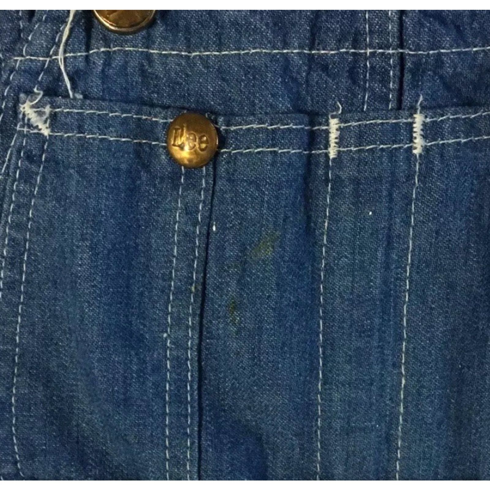Lee Vtg 70s Lee Faded Distress Denim Overalls 27 USA Biker Punk Grunge Trucker 80s Denim Overalls Men 27 Blue USA Engineered for Workwear Style: Overalls Size US 27 - 7 Thumbnail