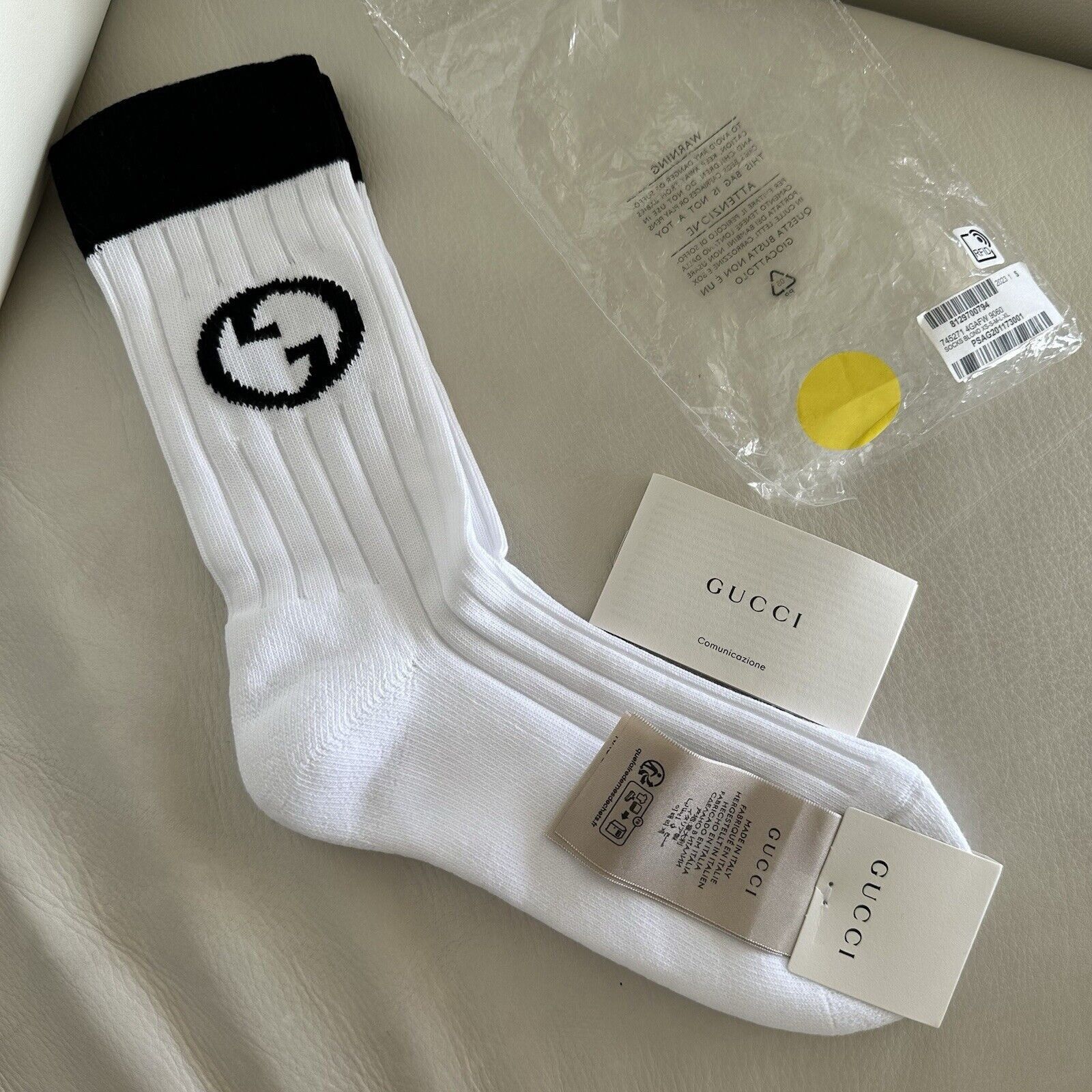 Gucci New Gucci Socks Black White Wool G Logo Size S Size ONE SIZE - 3 Thumbnail