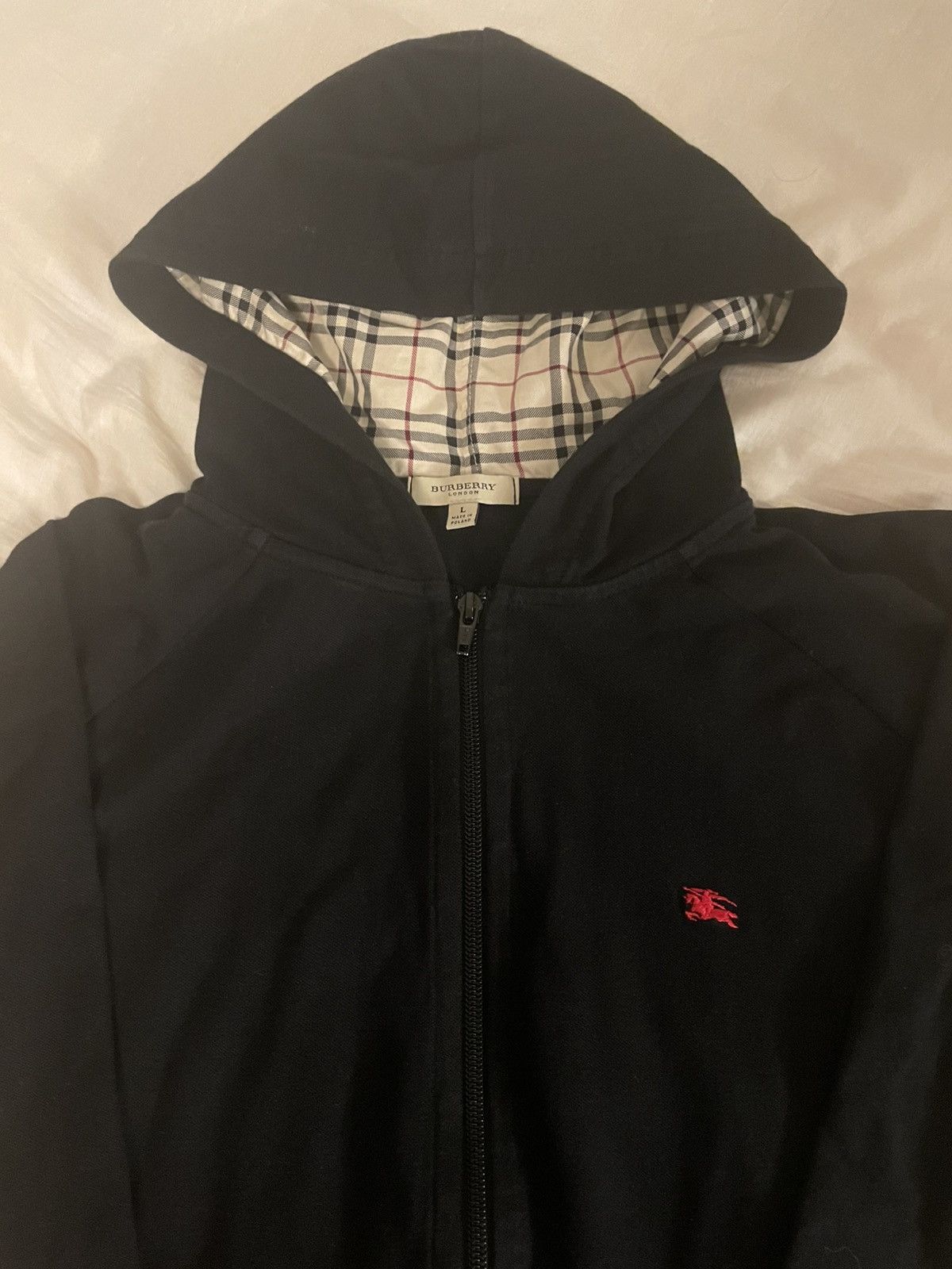Burberry Y2K Burberry Black Zip Up Hoodie with Red Embroidered Logo Size XS / US 0-2 / IT 36-38 - 1 Thumbnail