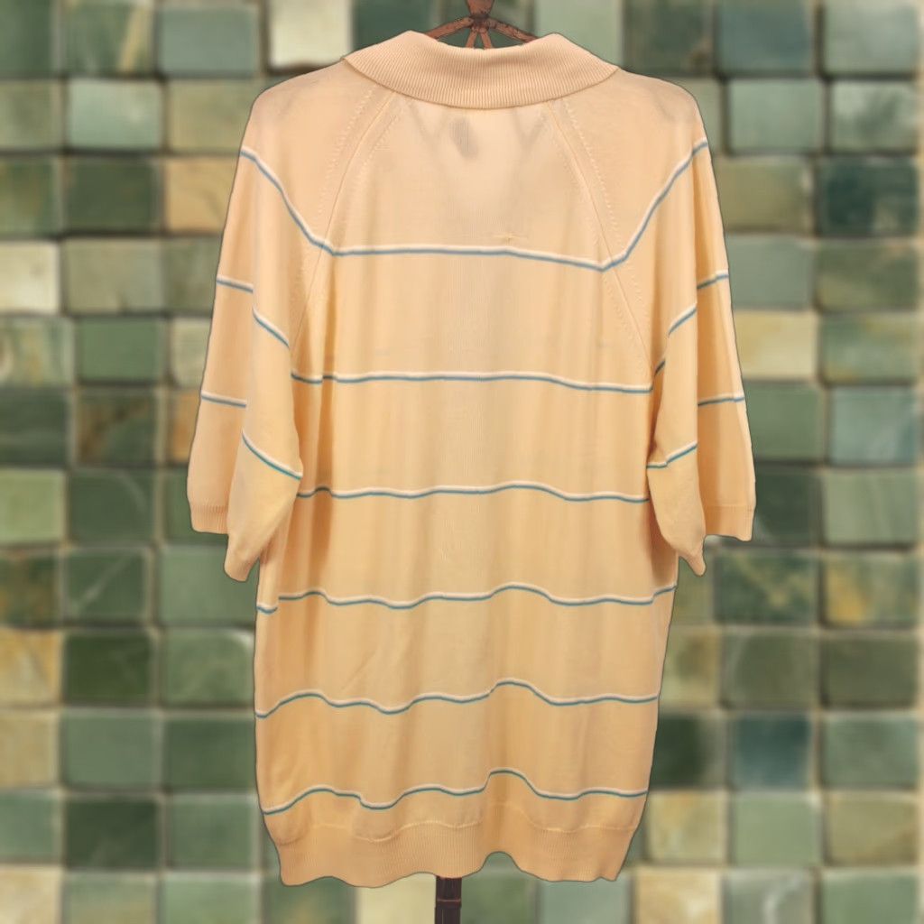 Vintage Ban-Lon Polo Shirt Mens VTG 60s Nylon Yellow Blue Striped Sz L 1960s Polo Shirt Mens Size US L / EU 52-54 / 3 - 1 Thumbnail