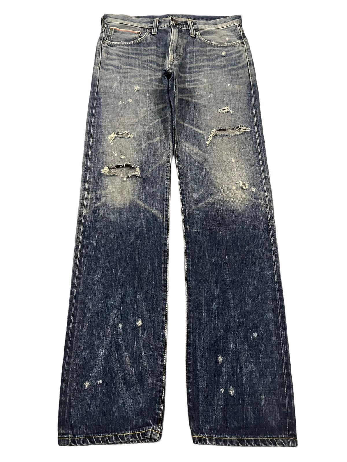 Edwin Vintage 90s Edwin 505 Selvedge Blue Wash Distressed Jeans Size US 32 / EU 48 - 2 Thumbnail