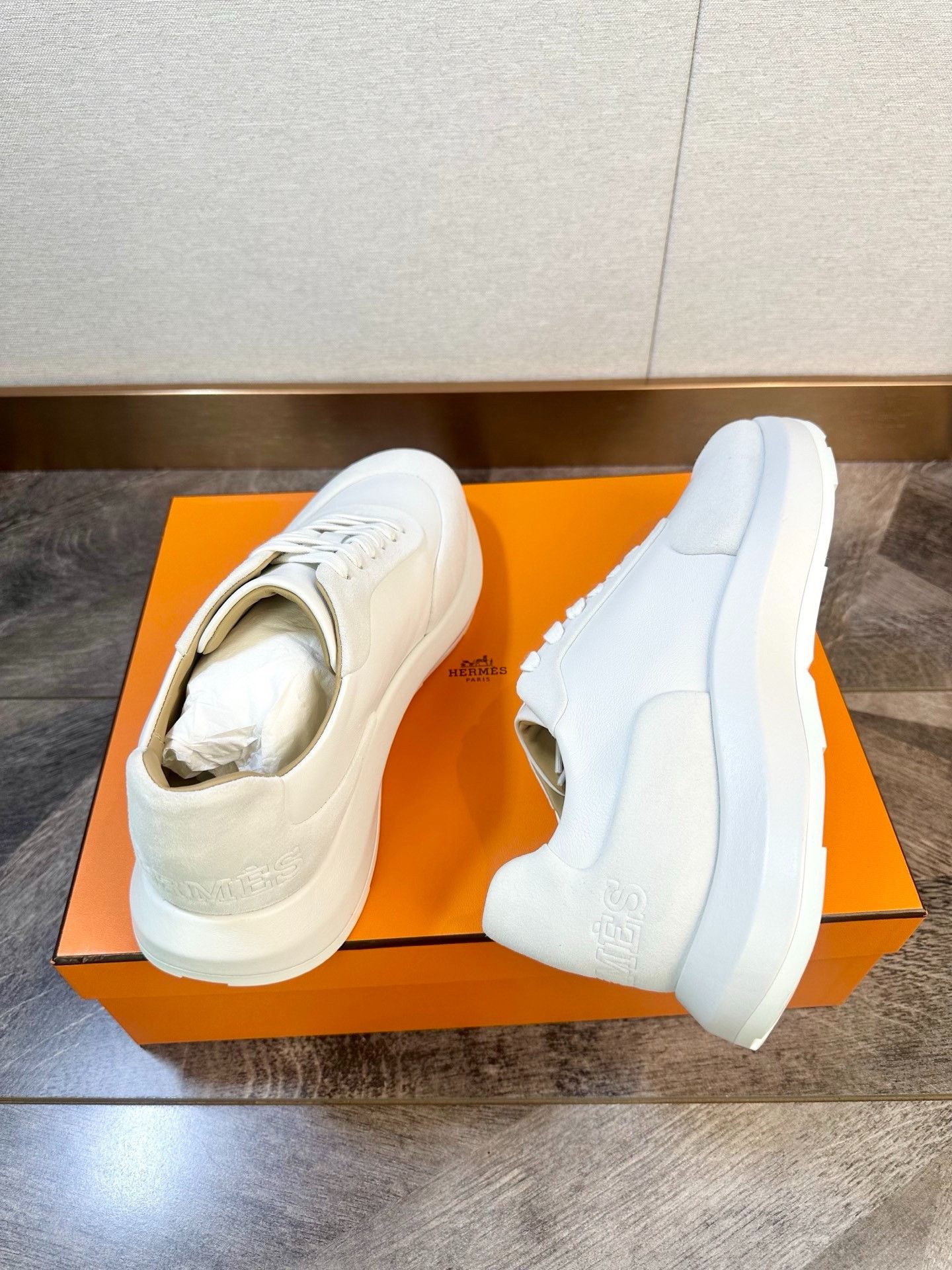 Hermes Hermes FairPlay White Leather Sneakers Size US 8 / EU 41 - 1 Thumbnail