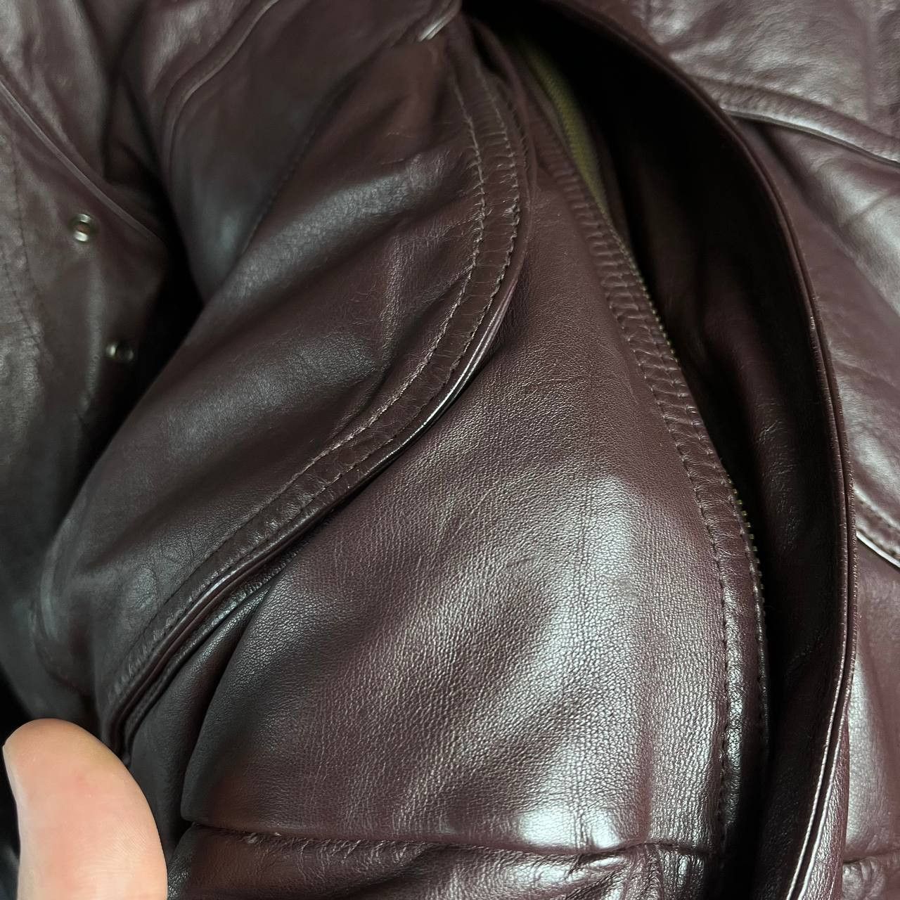 Vintage Vintage St Michael Real Leather Biker Brown Bomber Jacket Size US M / EU 48-50 / 2 - 16 Thumbnail
