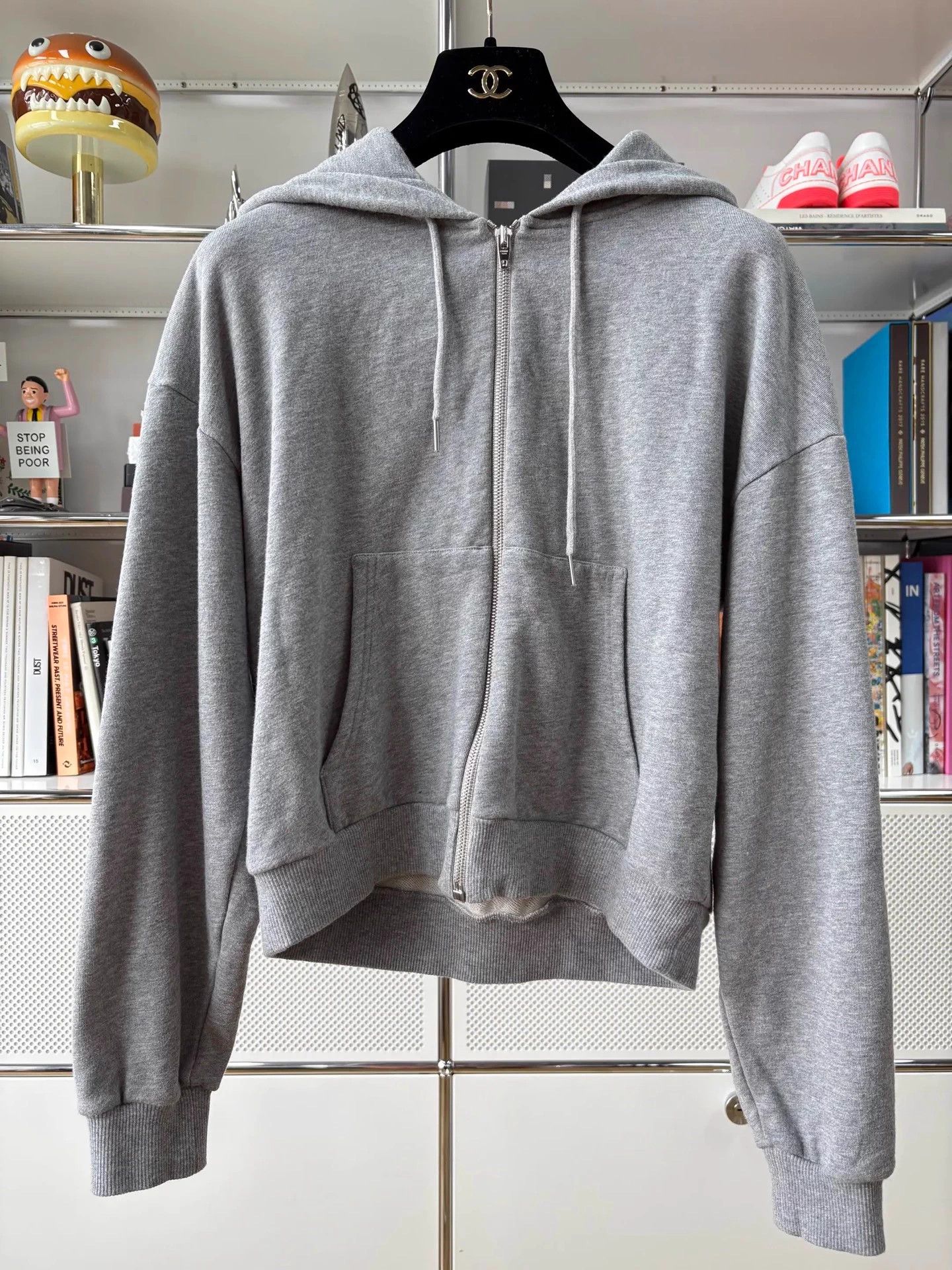 Celine Celine Gray & White Logo Cotton Hooded Jacket S Size S / US 4 / IT 40 - 5 Thumbnail