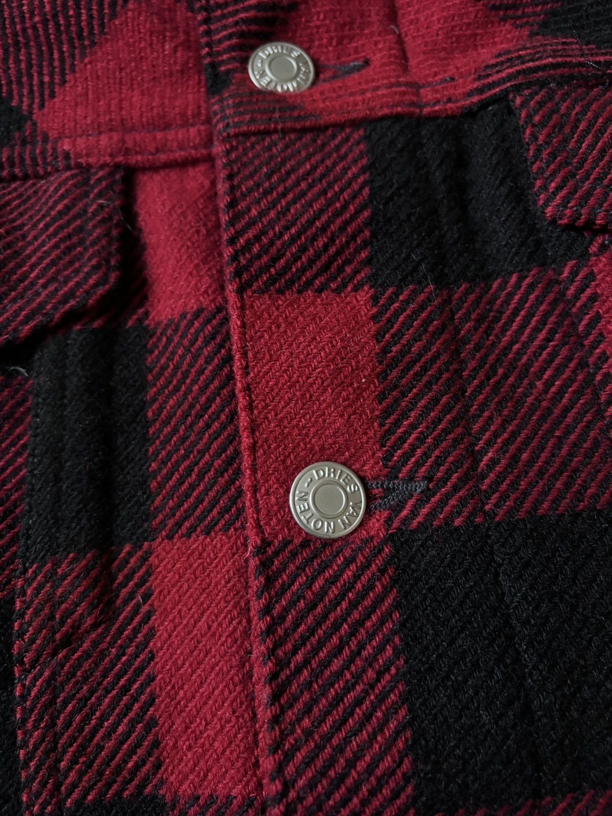 Dries Van Noten Dries van Noten jacket denim patchwork red / black plaid Size US S / EU 44-46 / 1 - 7 Thumbnail