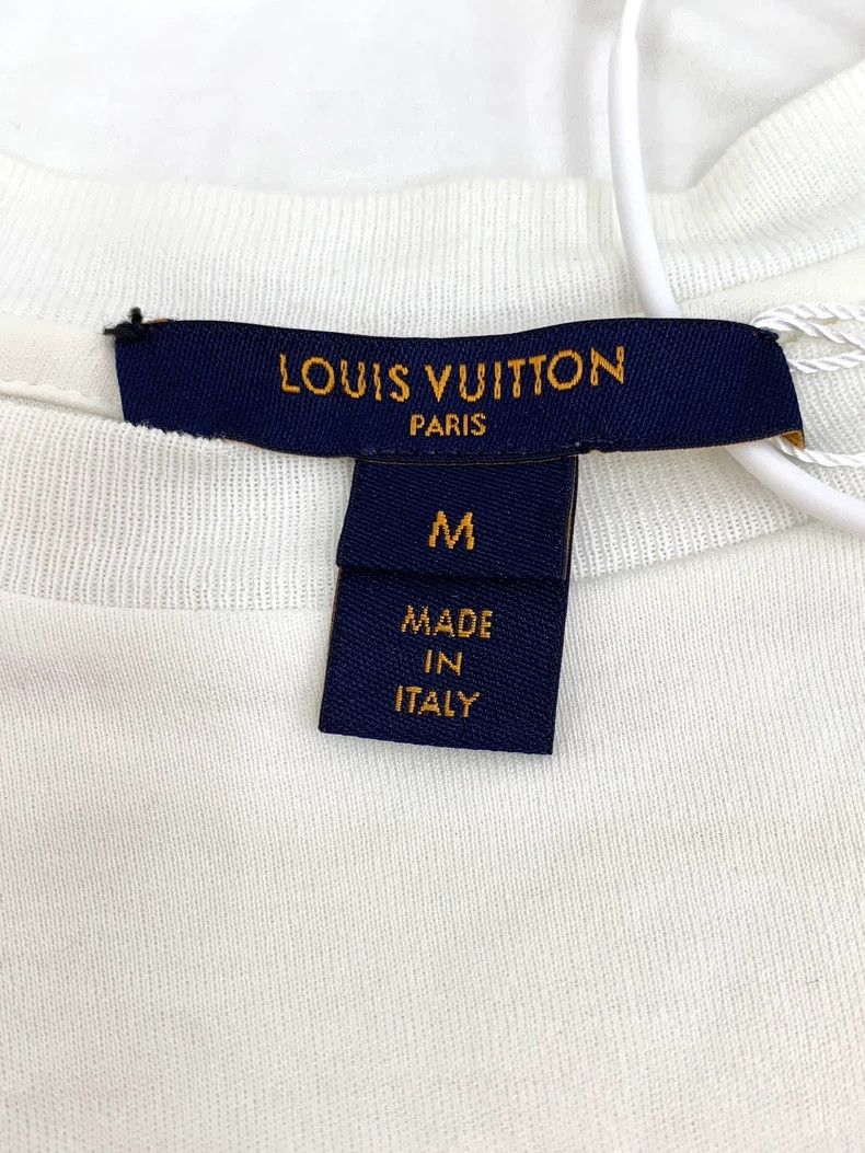 Louis Vuitton Louis Vuitton White Logo Embroidered Crew Neck T-Shirt Size M / US 6-8 / IT 42-44 - 7 Thumbnail